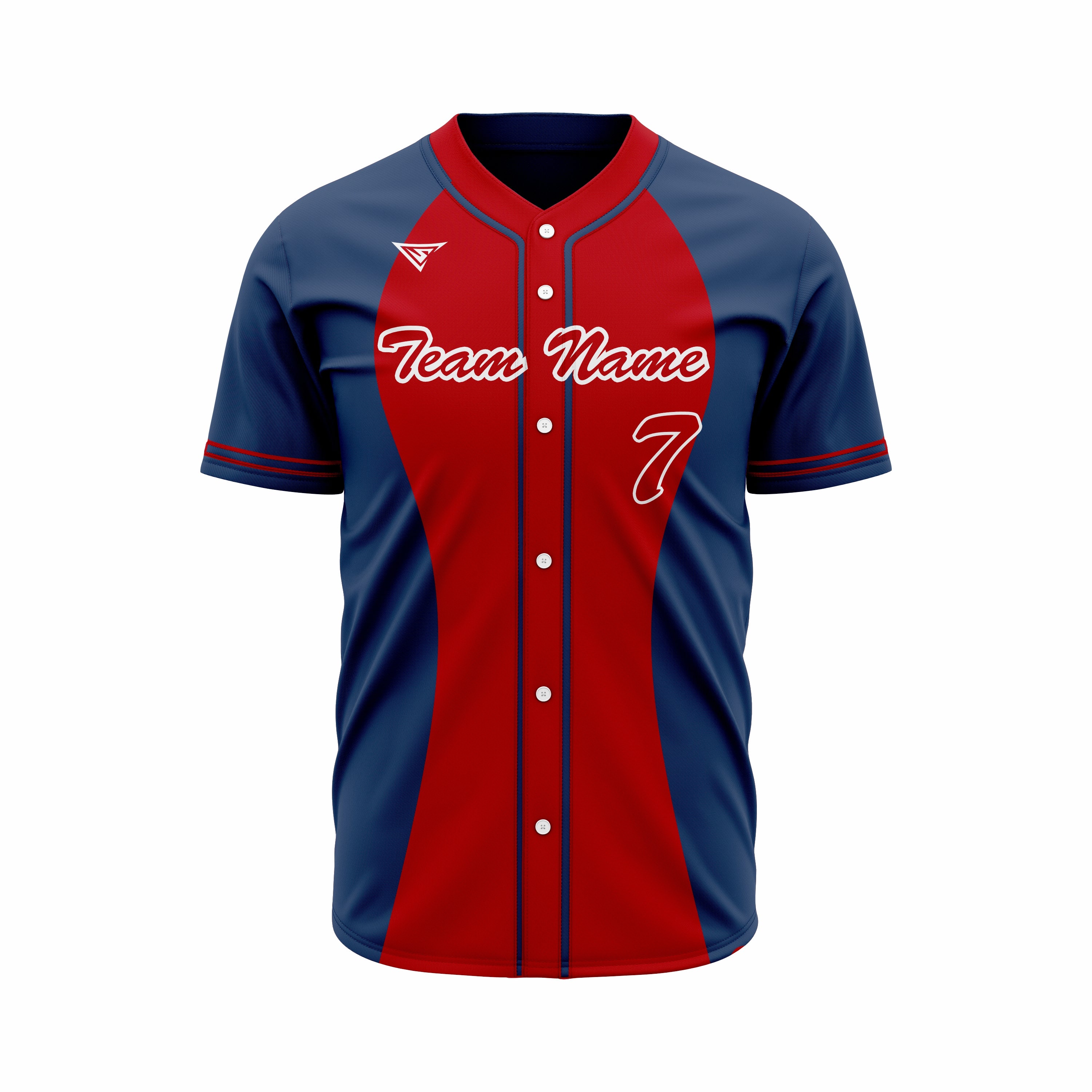 Custom Blue & Red Authentic Baseball full Buttons Jersey