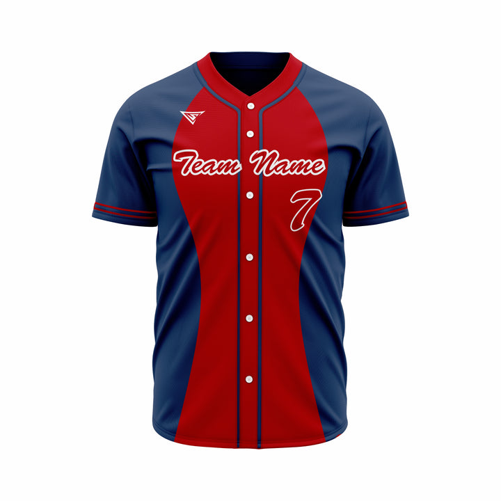 Custom Blue & Red Authentic Baseball full Buttons Jersey