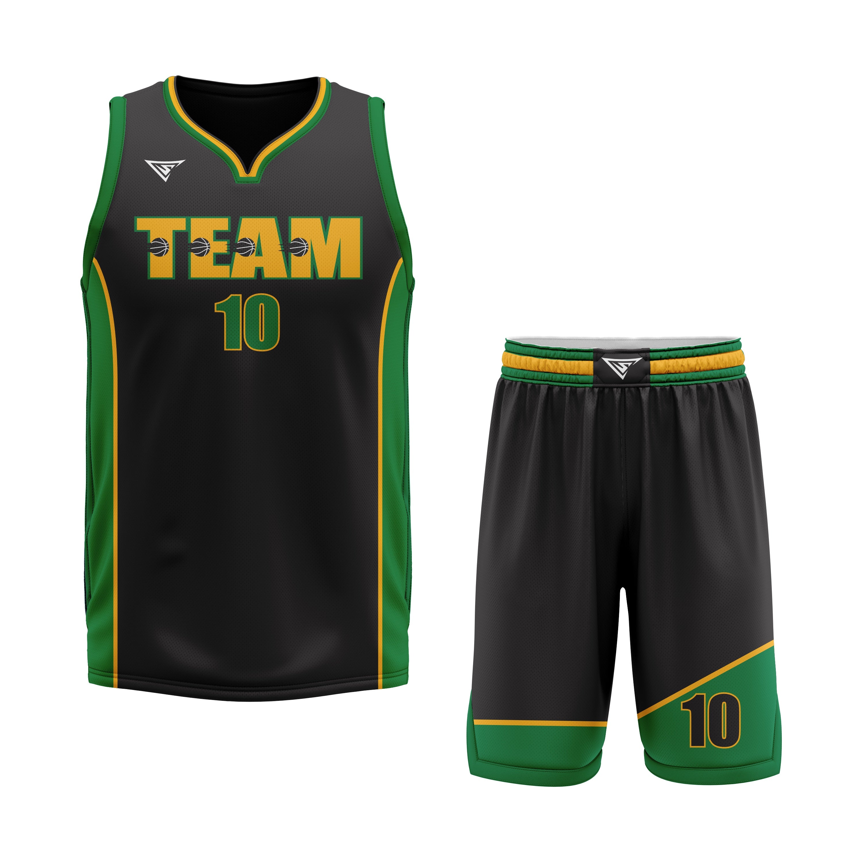 CUSTOM BLACK GREEN BASKETBALL UNIFORM