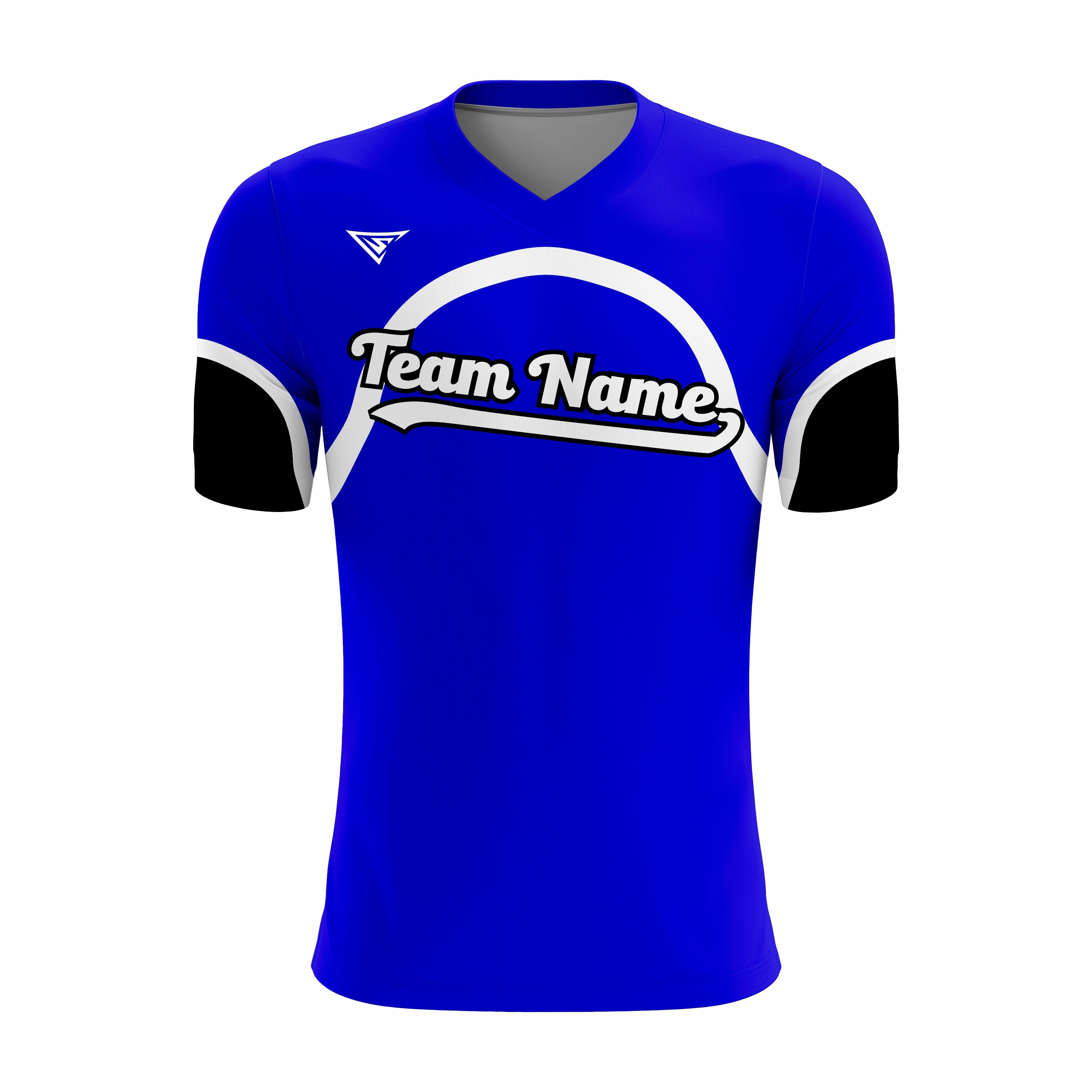 Custom Blue, Black & White V-Neck Softball Jerseys