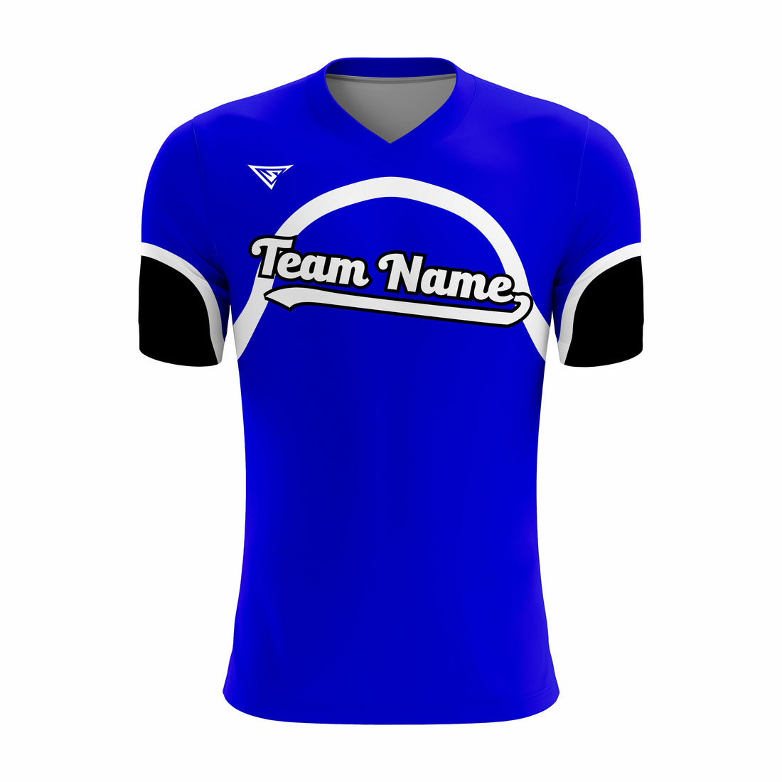 Custom Blue, Black & White V-Neck Softball Jerseys