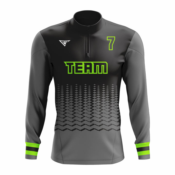 Custom Black & Green ¼ ZIP LONG SLEEVE CAGE JACKET