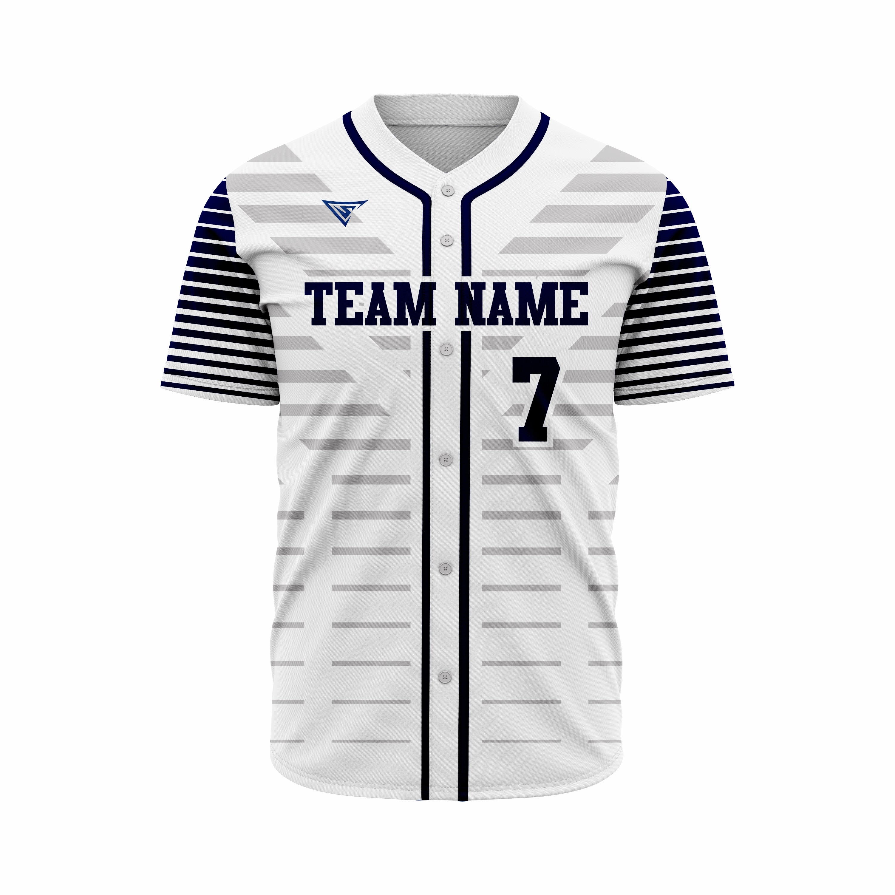 Custom White, Grey & Dark Blue Authentic Softball full Buttons Jersey