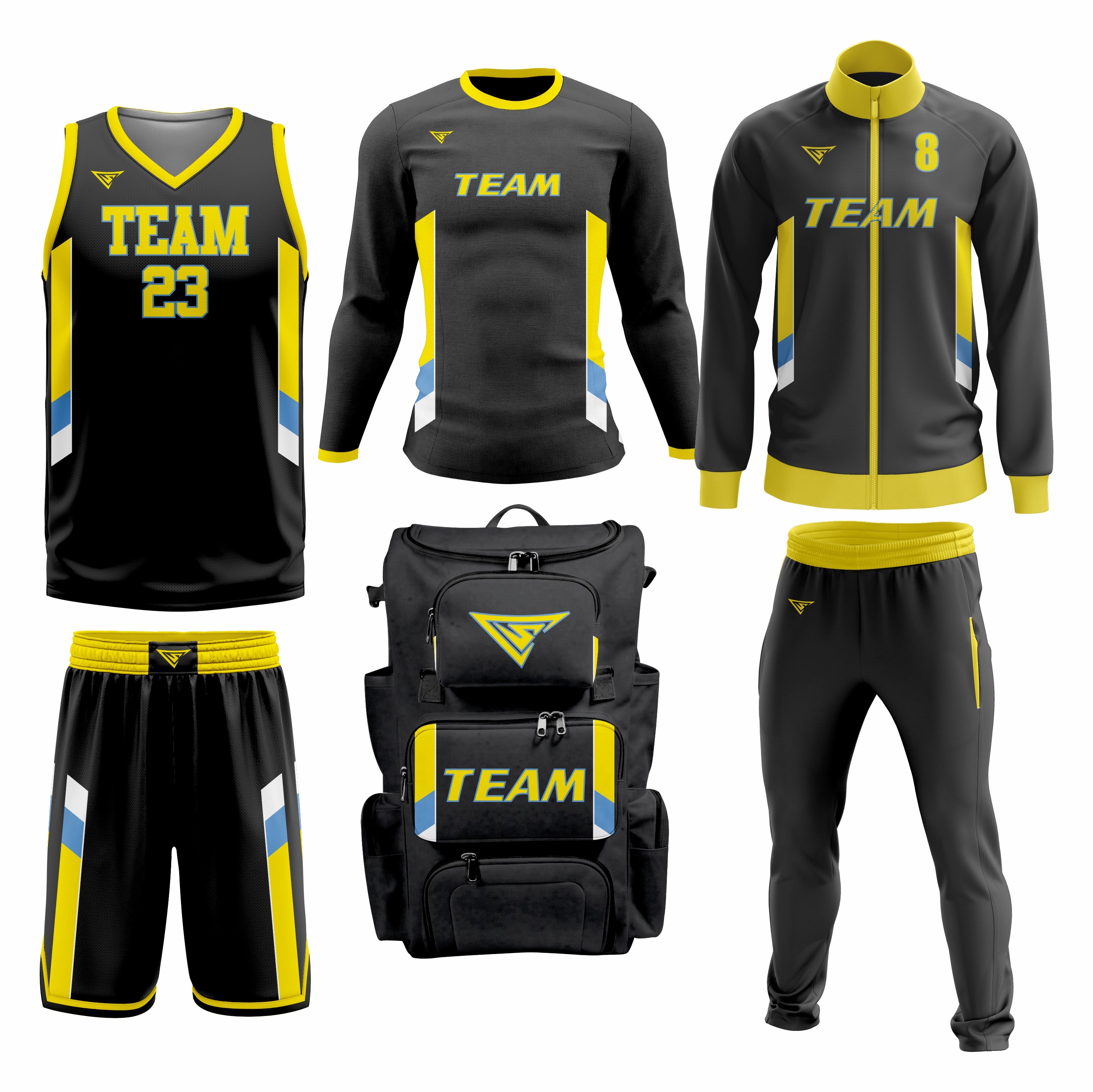 Custom Yellow Black Basketball Team Uniform Package - All-Star