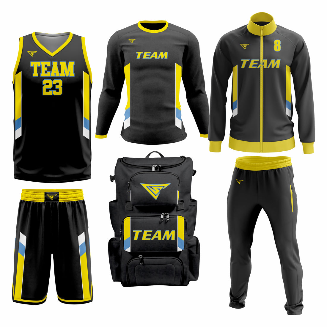 Custom Yellow Black Basketball Team Uniform Package - All-Star