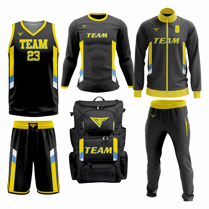 Custom Yellow Black Basketball Team Uniform Package - All-Star
