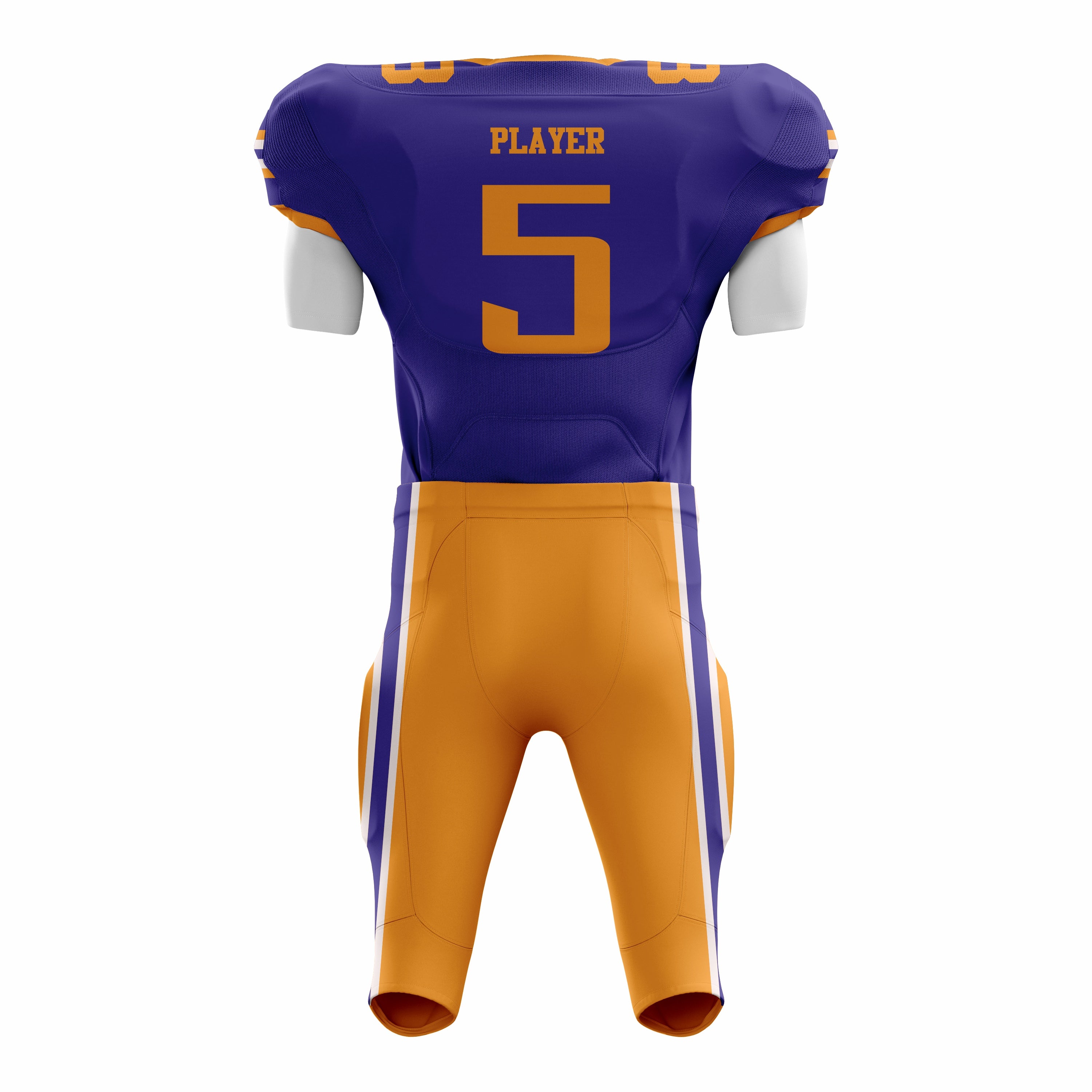 Custom Yellow Purple American Football Uniforms with Integrated Pads