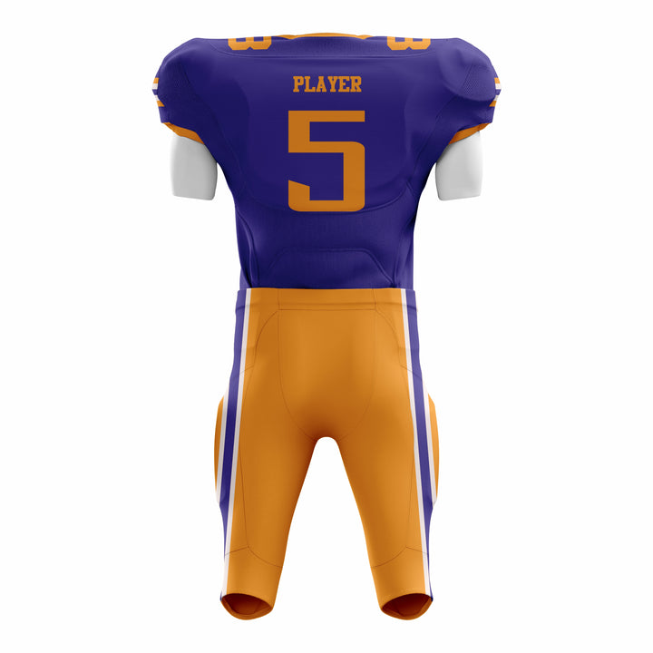 Custom Yellow Purple American Football Uniforms with Integrated Pads