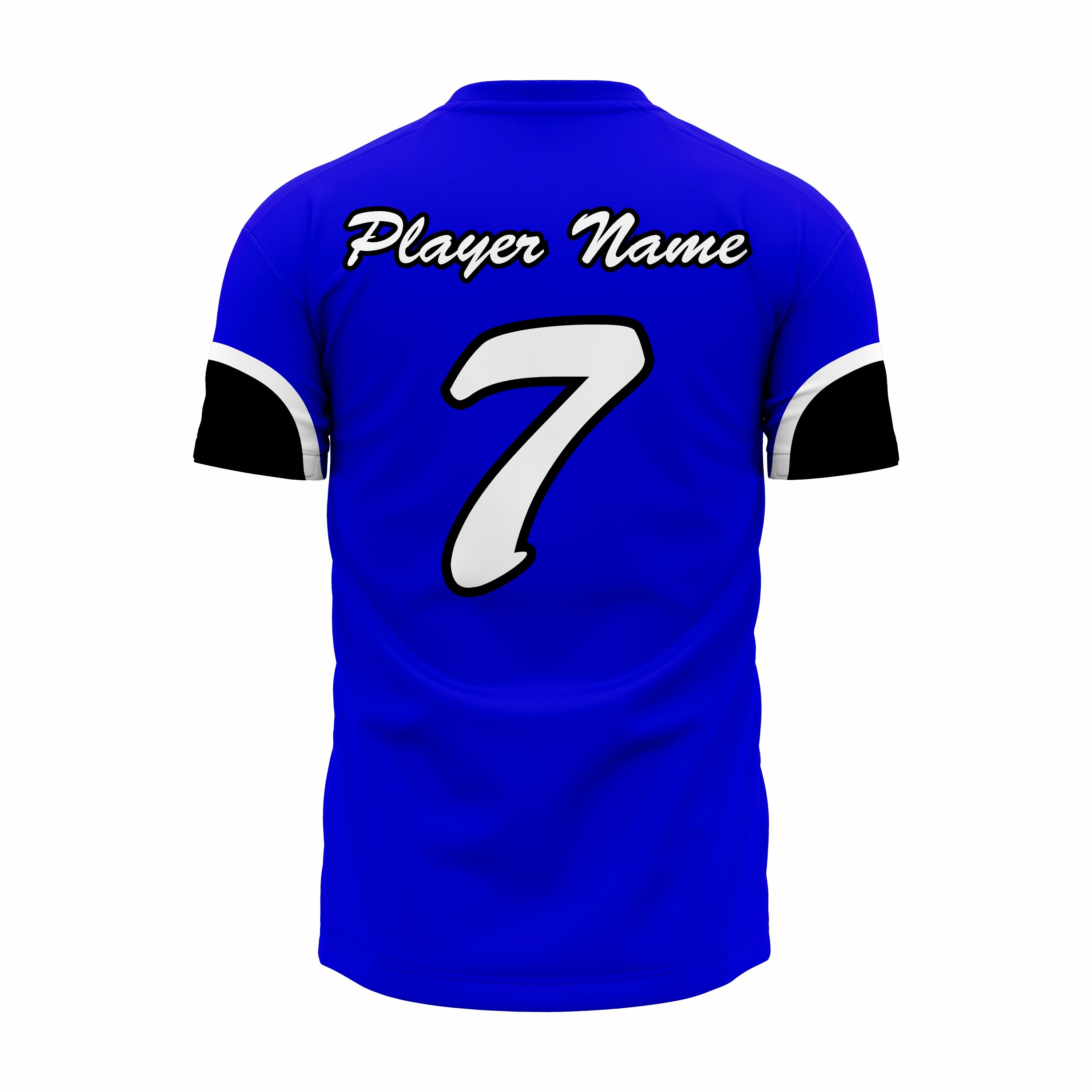 Custom Blue, Black & White V-Neck Softball Jerseys