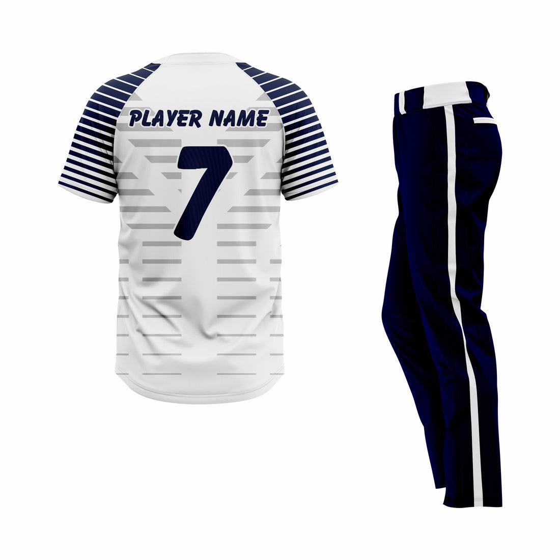 Custom White, Dark Blue & Grey Authentic Softball Uniform
