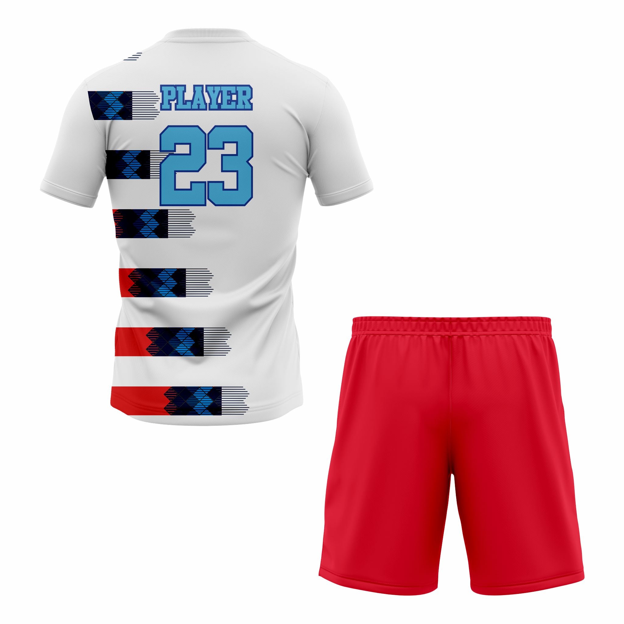 CUSTOM WHITE RED BLACK SOCCER UNIFORM
