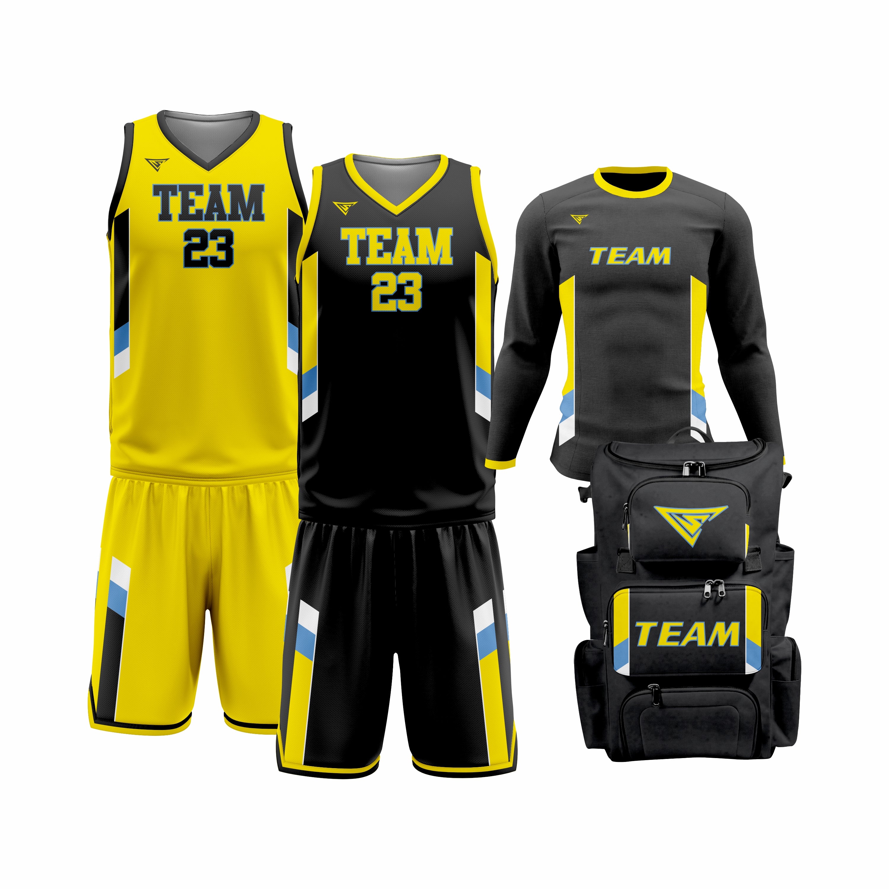 Custom Yellow Black Basketball Team Uniform Package - All-Star