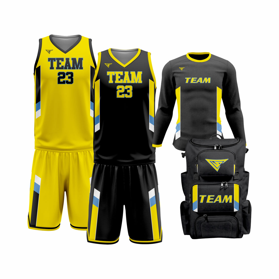 Custom Yellow Black Basketball Team Uniform Package - All-Star