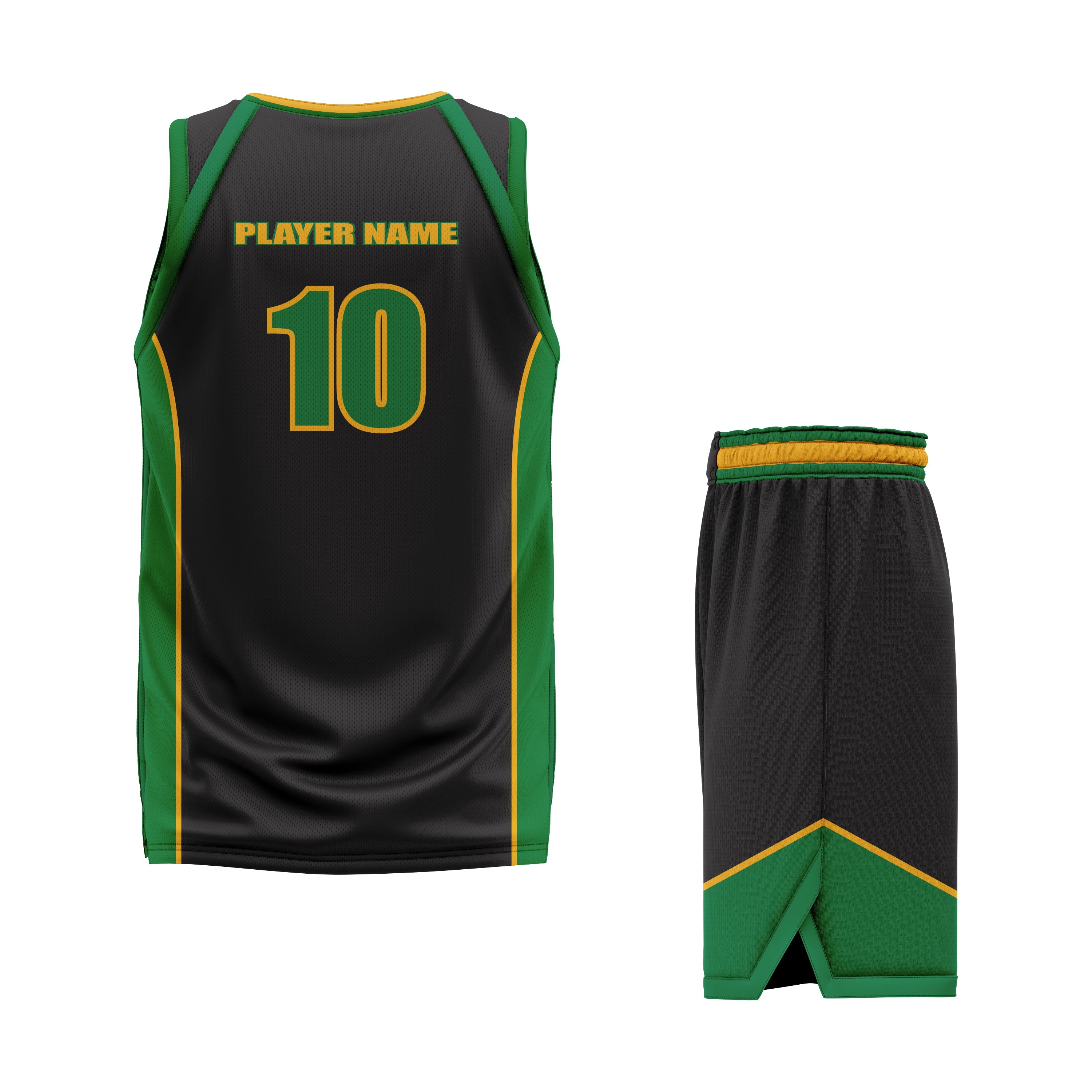 CUSTOM BLACK GREEN BASKETBALL UNIFORM