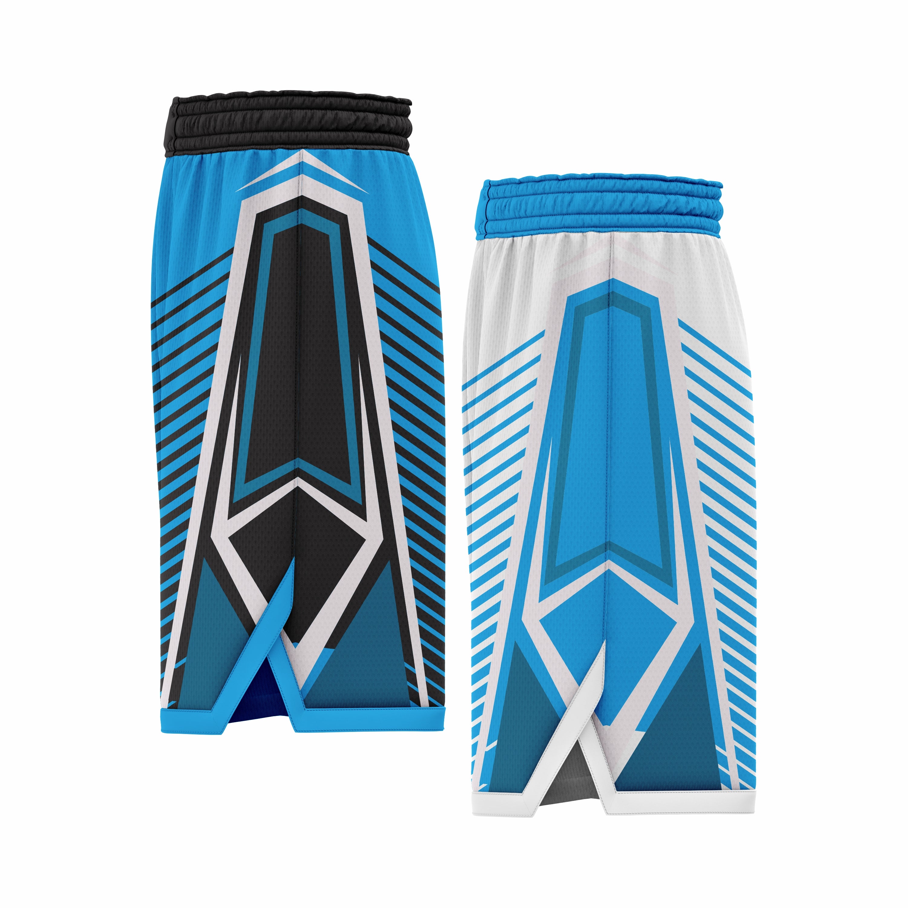 Custom Black, Blue & White Reversible Double Side Sublimation Basketball Short