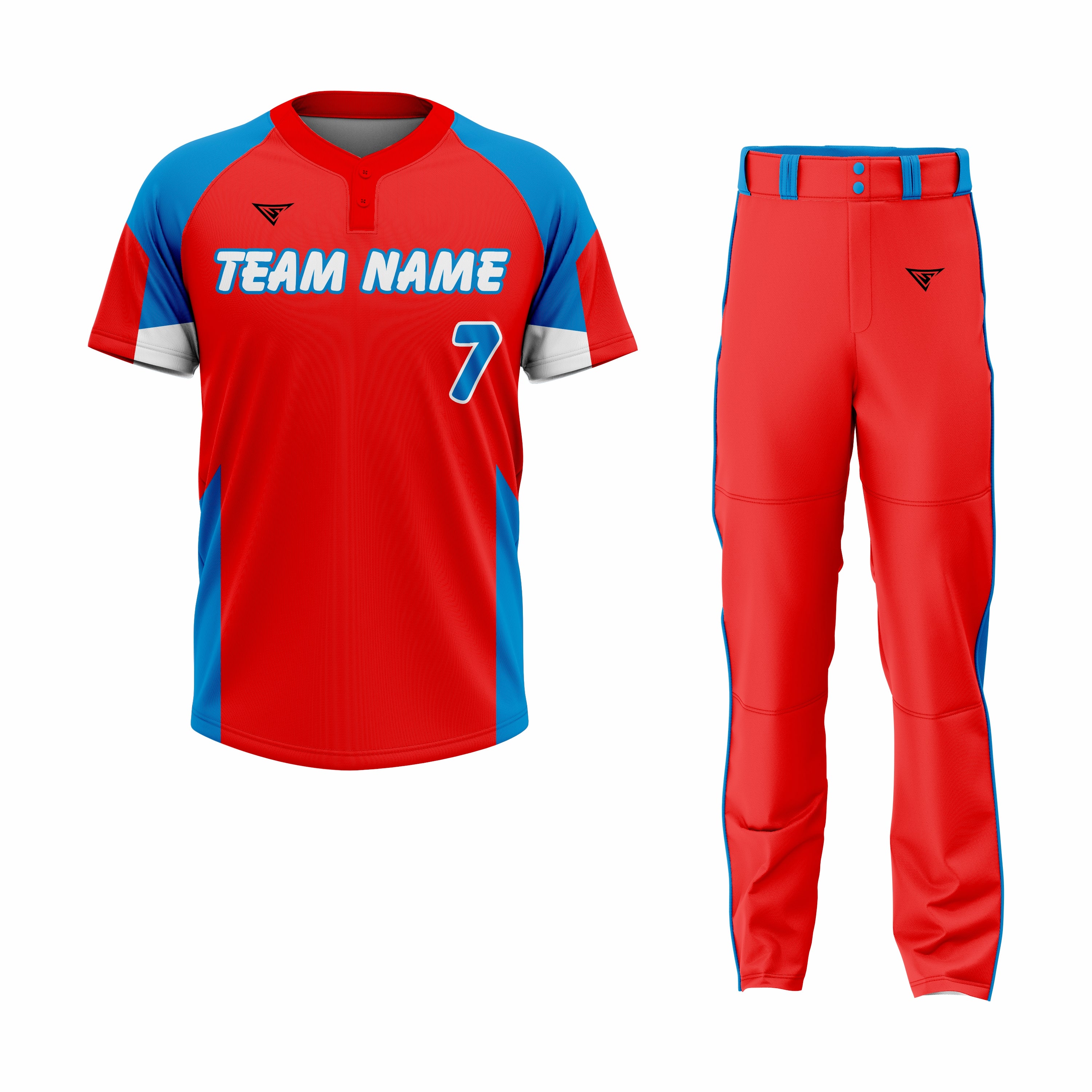 Custom Red, Blue & White Authentic Softball Uniform