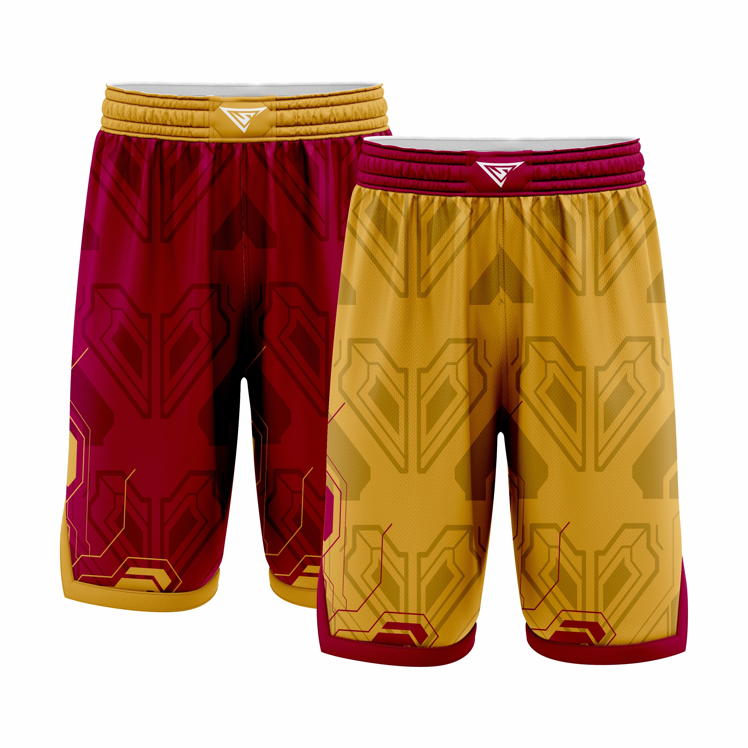 Custom Red & Orange Reversible Double Side Sublimation Basketball Short