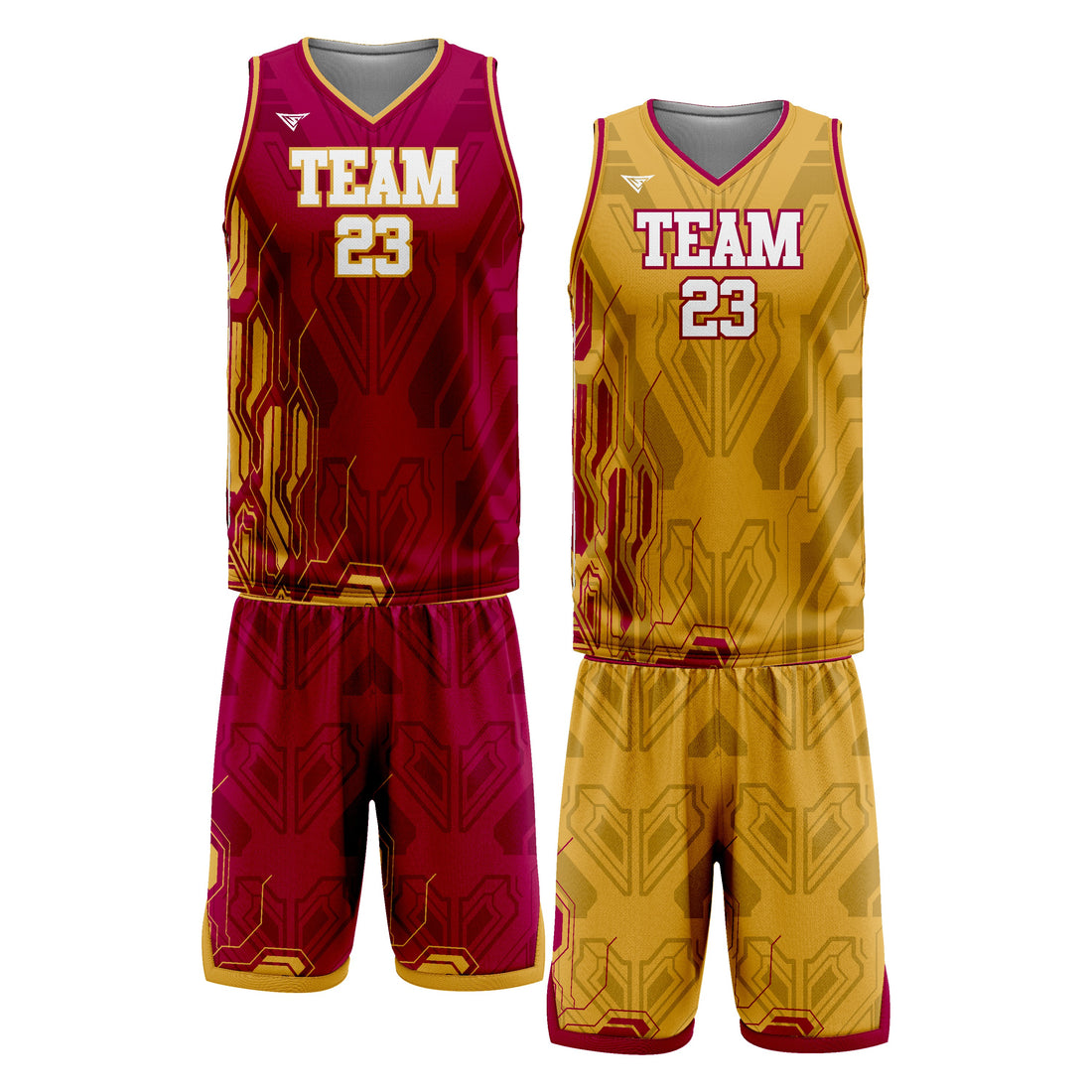 Custom Maroon Mustard Double Side Basketball Uniform Set | Sports Custom Uniform