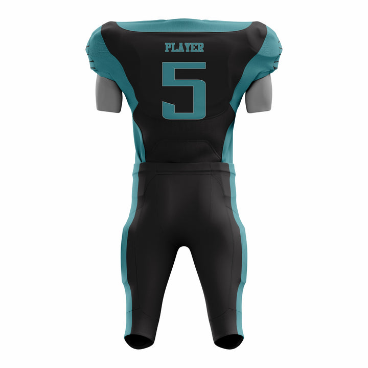 Custom Teal Black American Football Uniforms with Integrated Pads