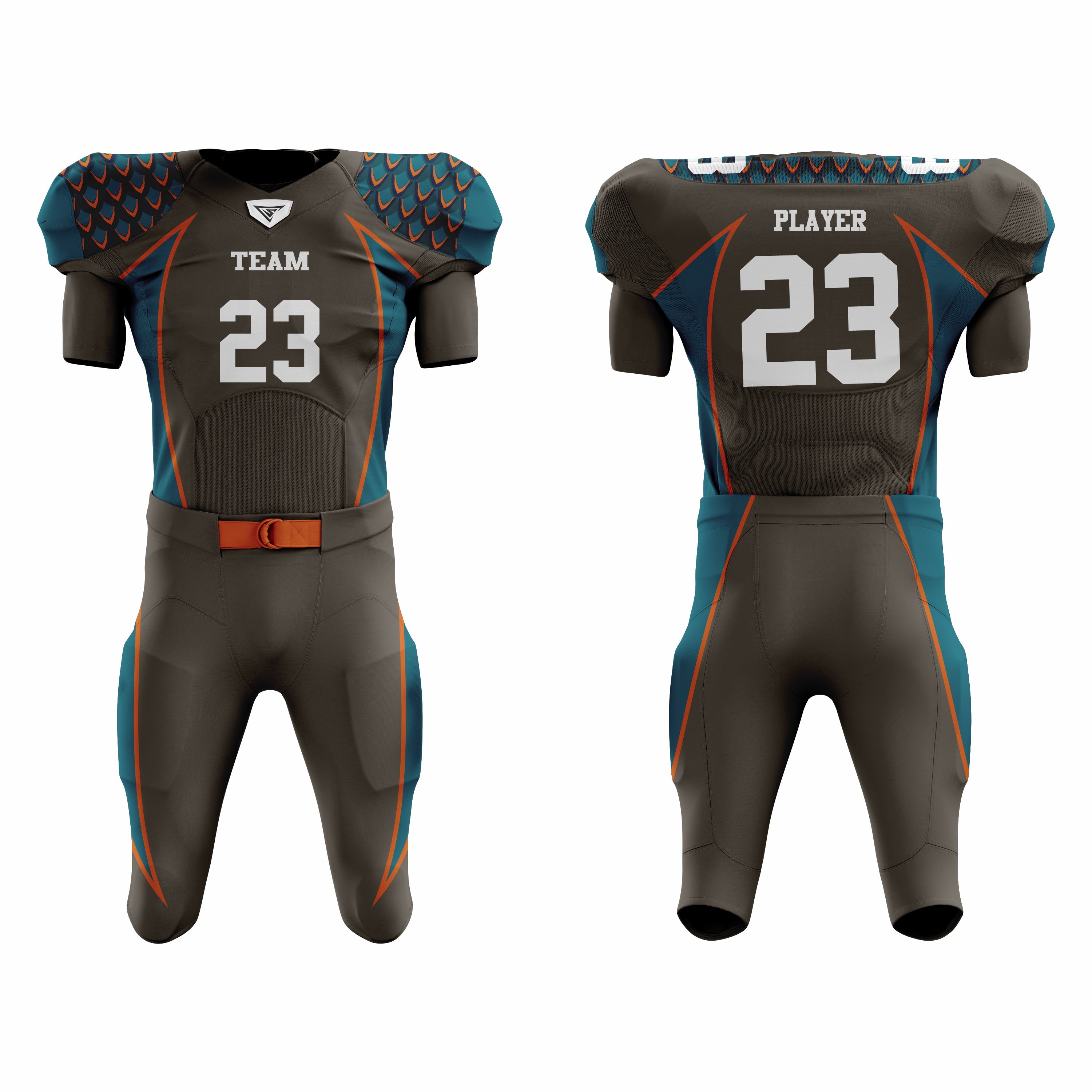 CUSTOM GRAY AMERICAN FOOTBALL UNIFORM