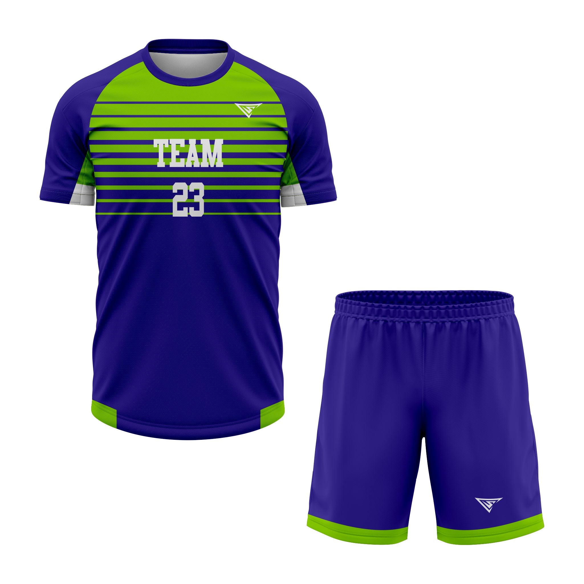 Custom Blue, Green & White Sublimation Soccer Uniform