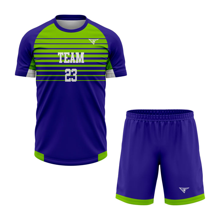 Custom Blue, Green & White Sublimation Soccer Uniform