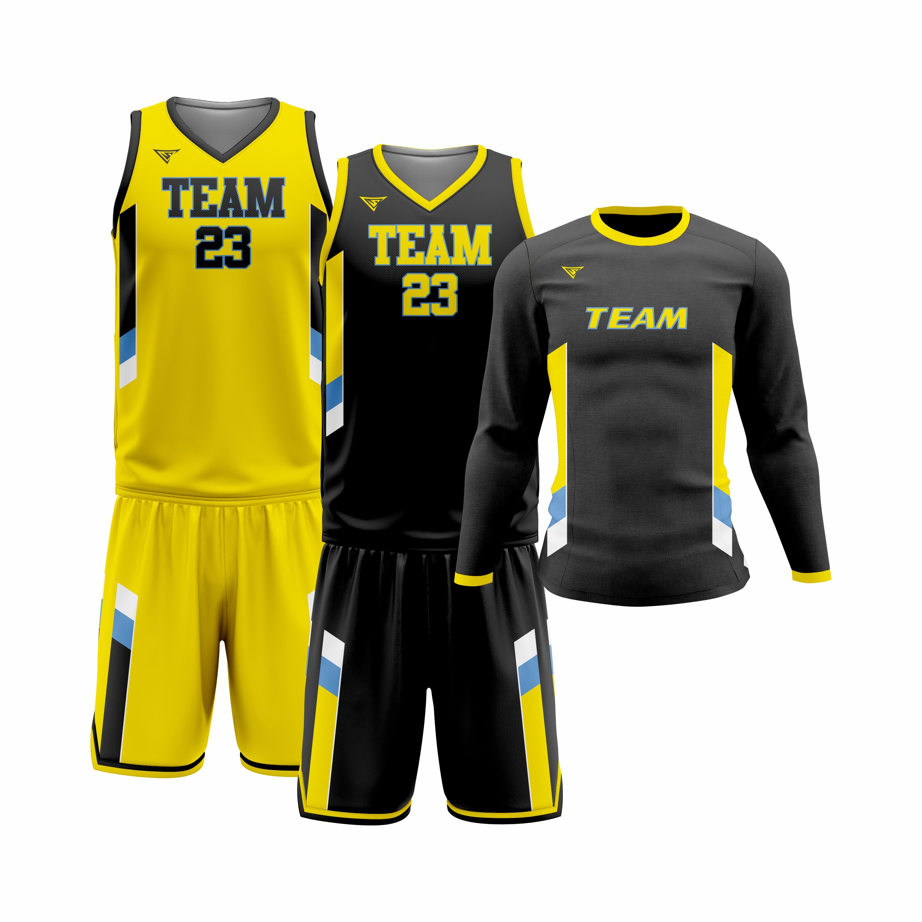 Custom Yellow Black Basketball Team Uniform Package - Pro