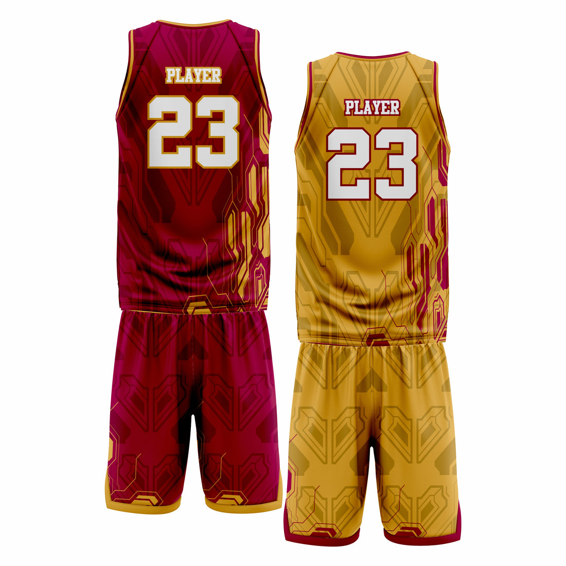 Custom Maroon Mustard Double Side Basketball Uniform Set | Sports Custom Uniform