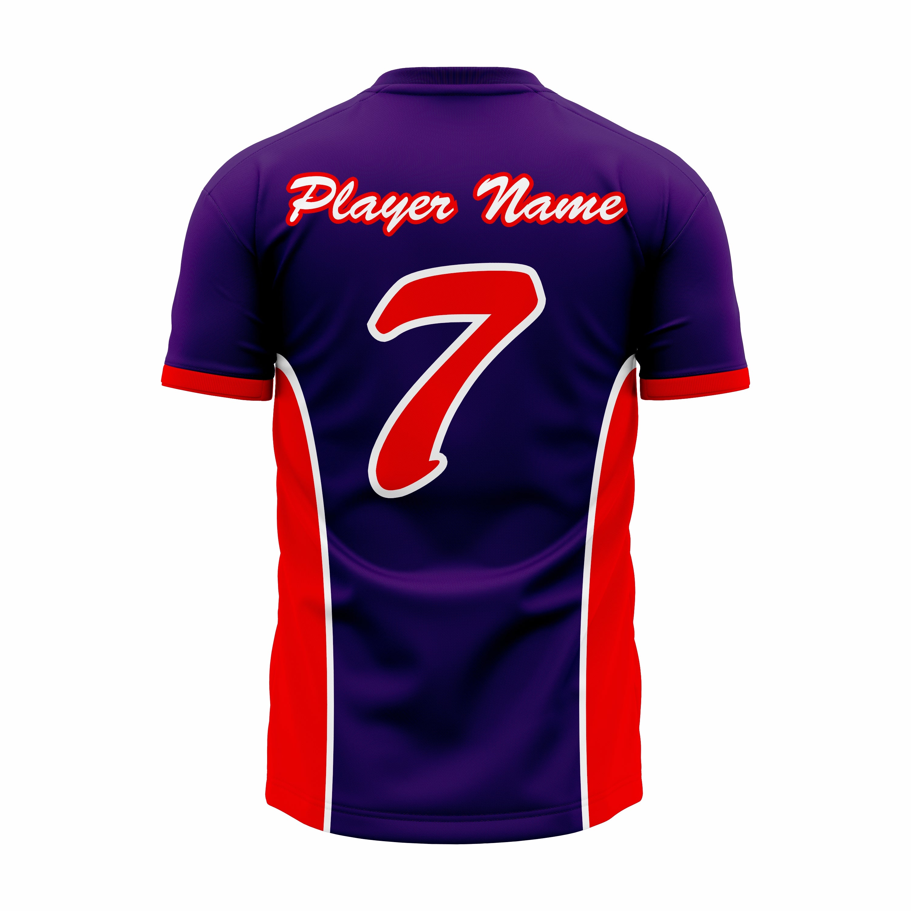 Custom Dark Blue & Red V-Neck Softball Jerseys