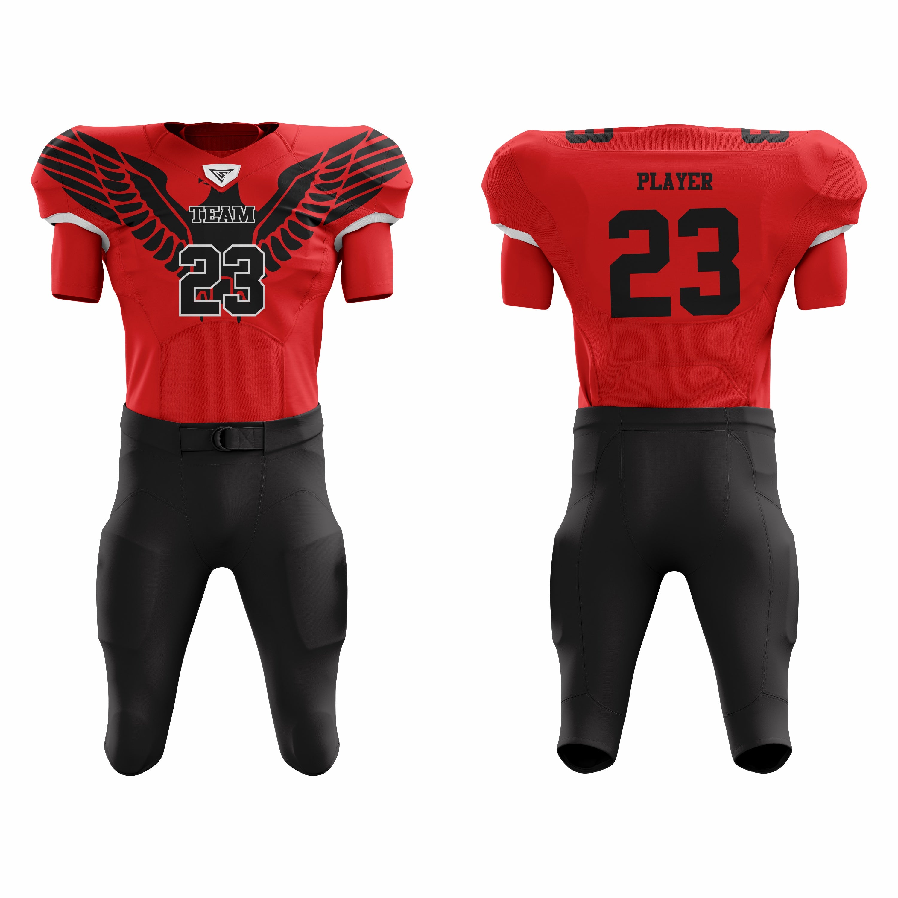 CUSTOM RED BLACK AMERICAN FOOTBALL UNIFORM