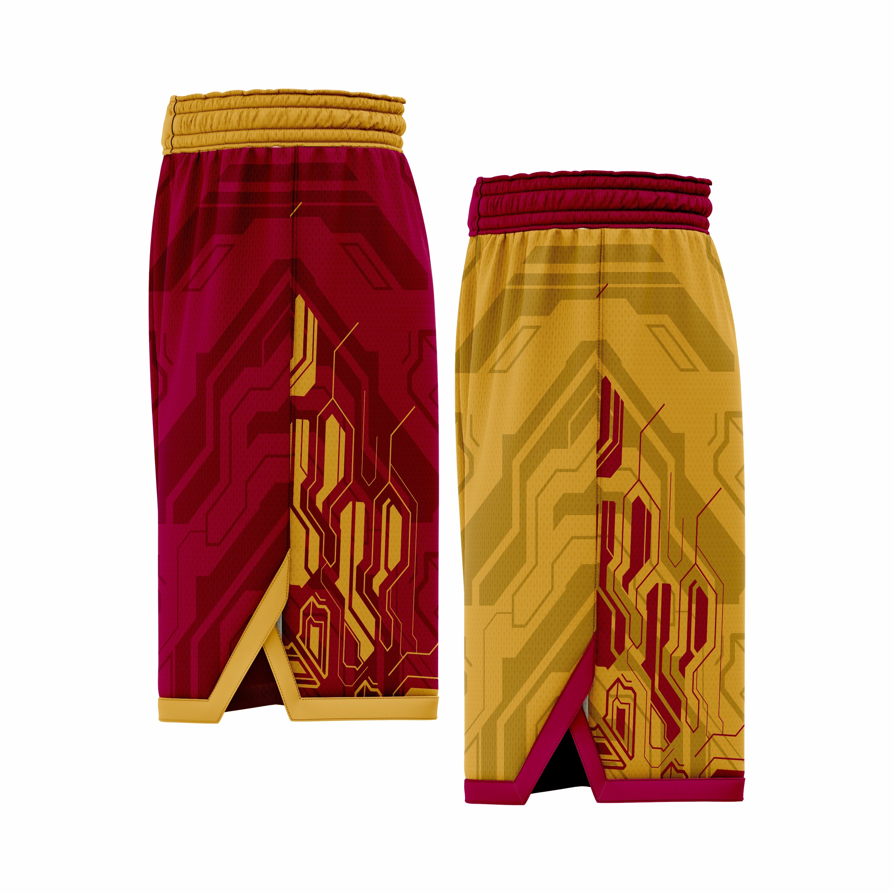 Custom Red & Orange Reversible Double Side Sublimation Basketball Short