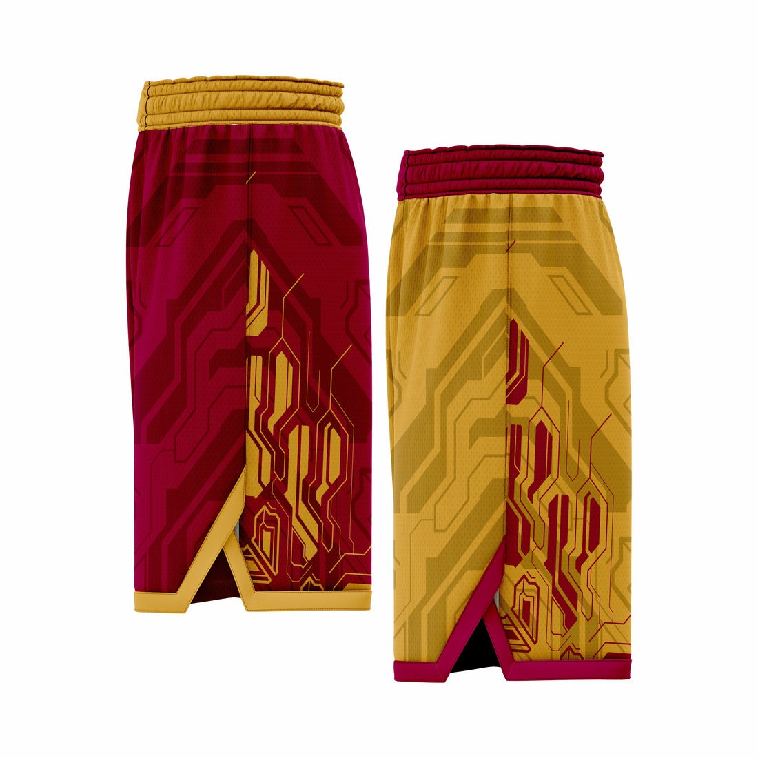 Custom Red & Orange Reversible Double Side Sublimation Basketball Short