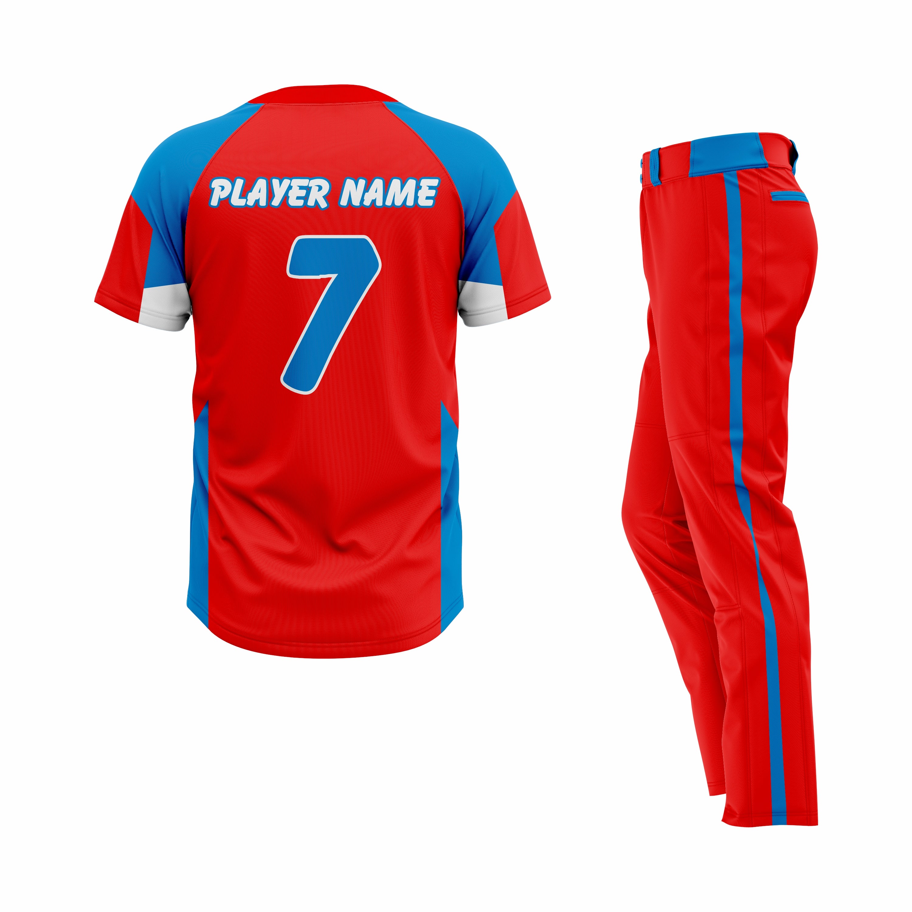 Custom Red, Blue & White Authentic Softball Uniform