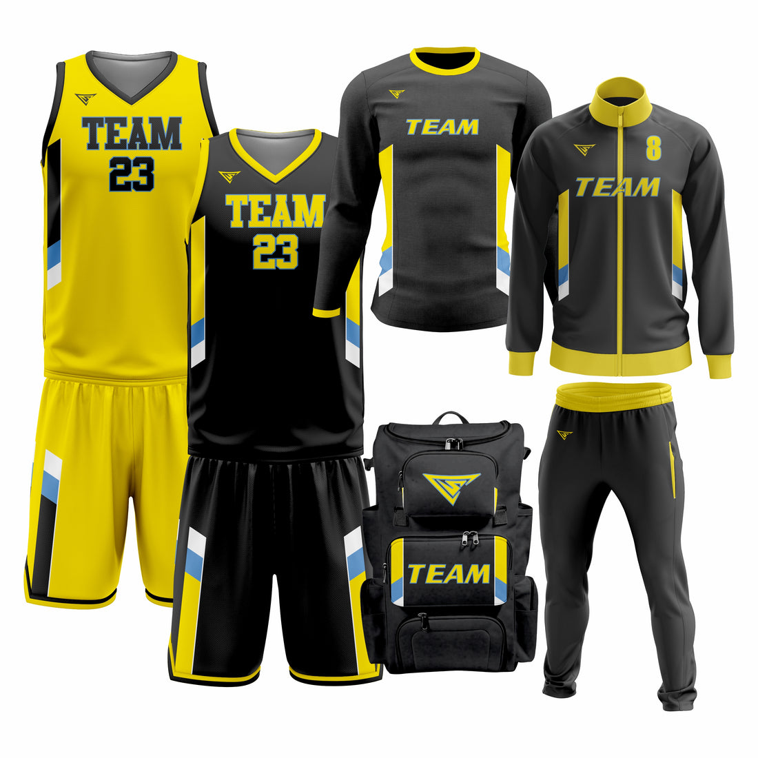 Custom Yellow Black Basketball Team Uniform Package - MVP
