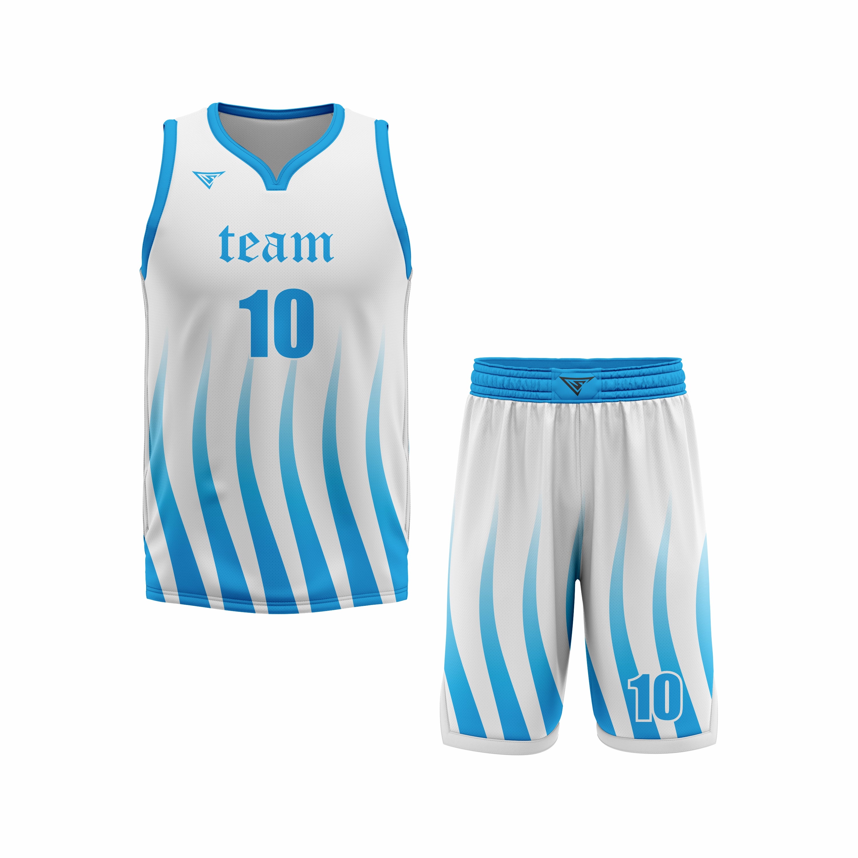 CUSTOM BLUE WHITE BASKETBALL UNIFORM