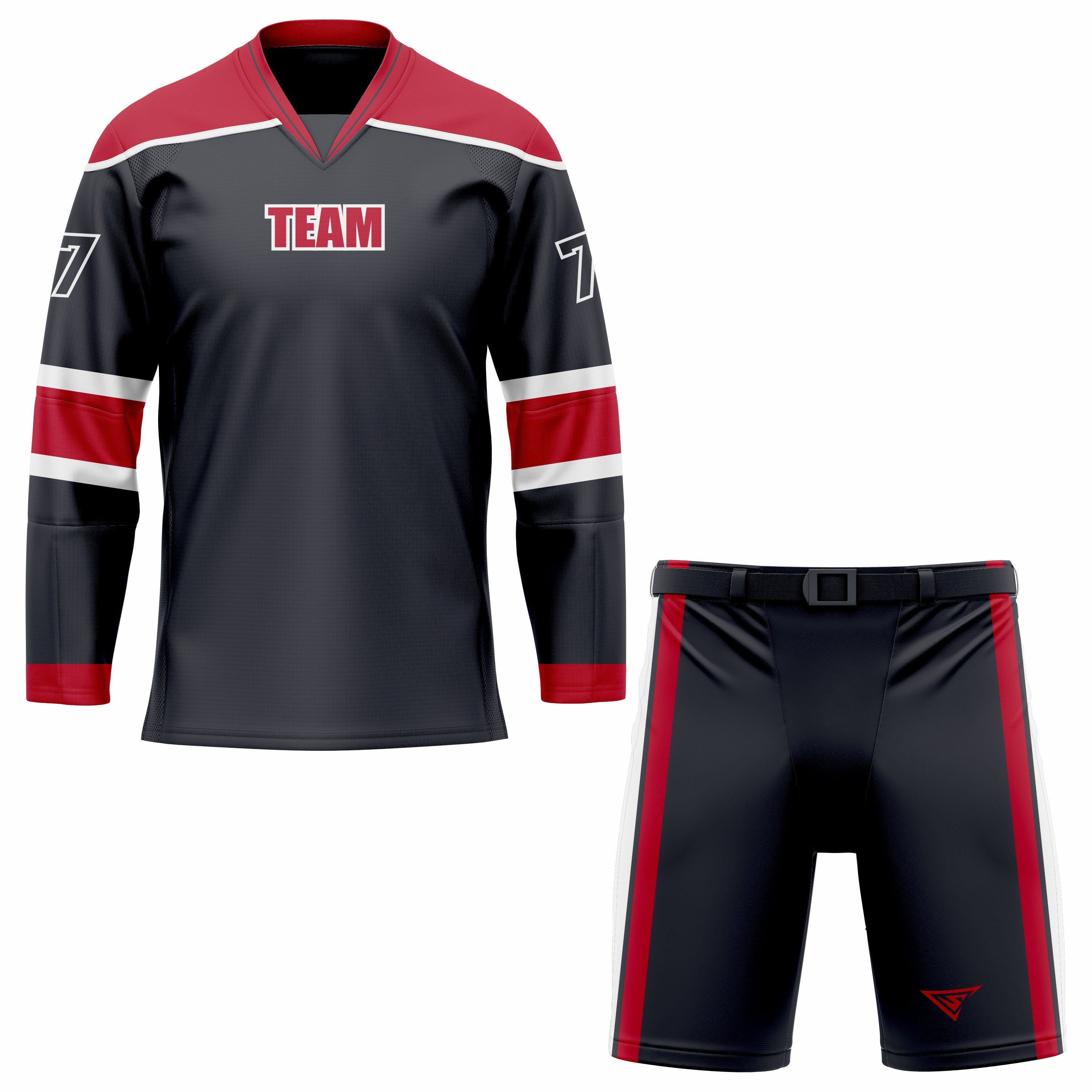CUSTOM BLACK RED HOCKEY UNIFORM