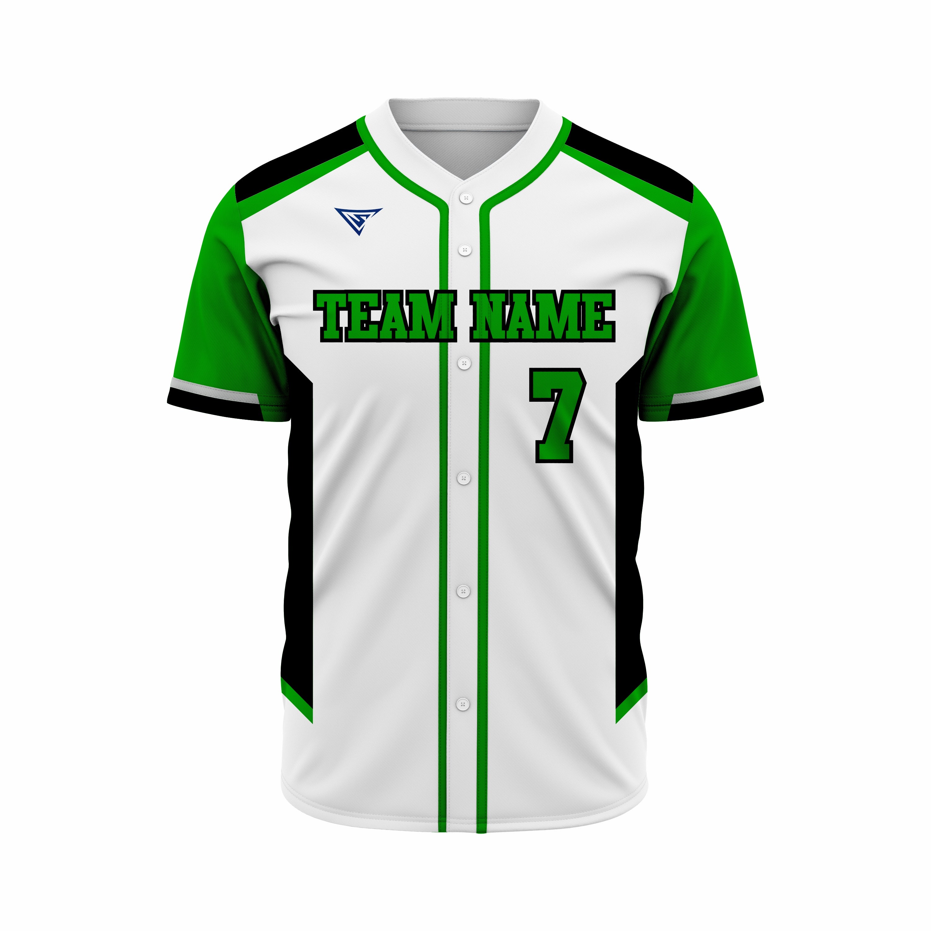 Custom White, Black & Green Authentic Softball full Buttons Jersey