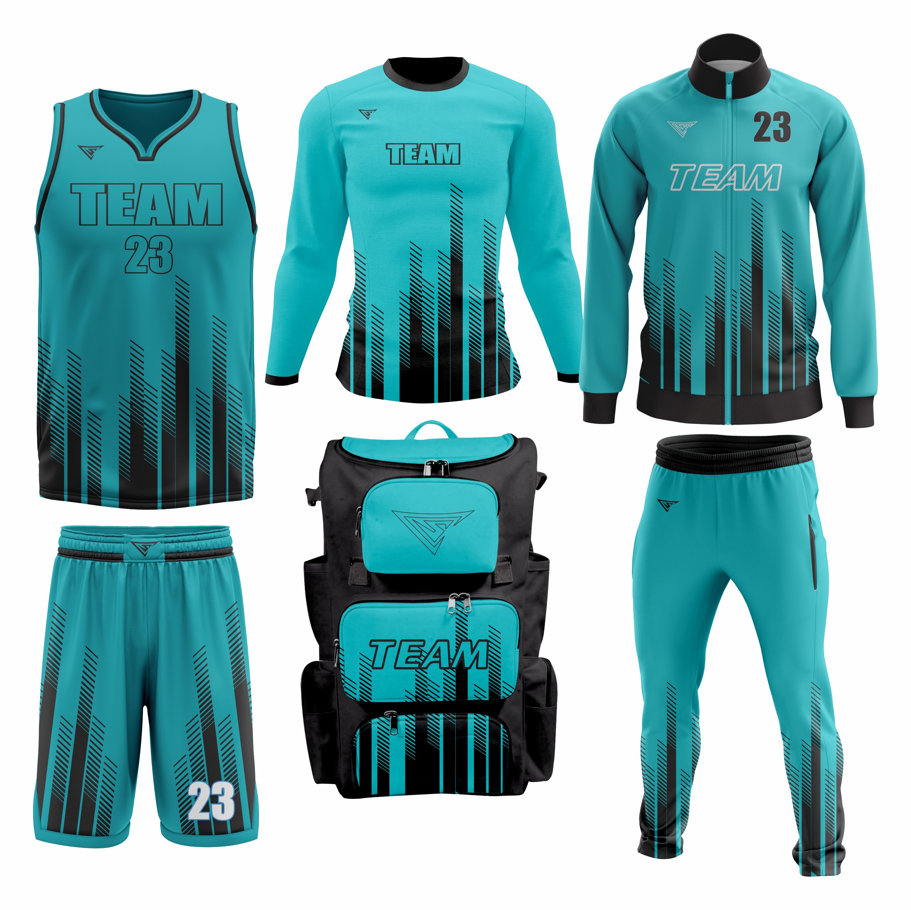 Custom Teal Black Basketball Team Uniform Package - All-Star