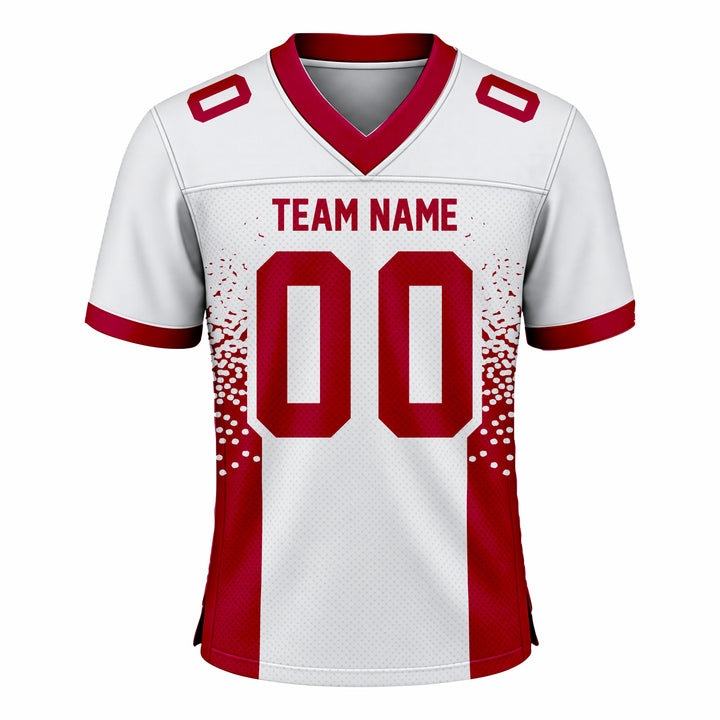Custom White & Red American Football Fan Jersey
