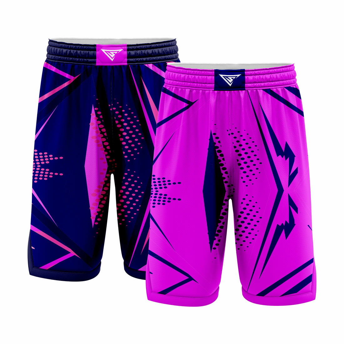 Custom Dark Blue & Pink Reversible Double Side Sublimation Basketball Short