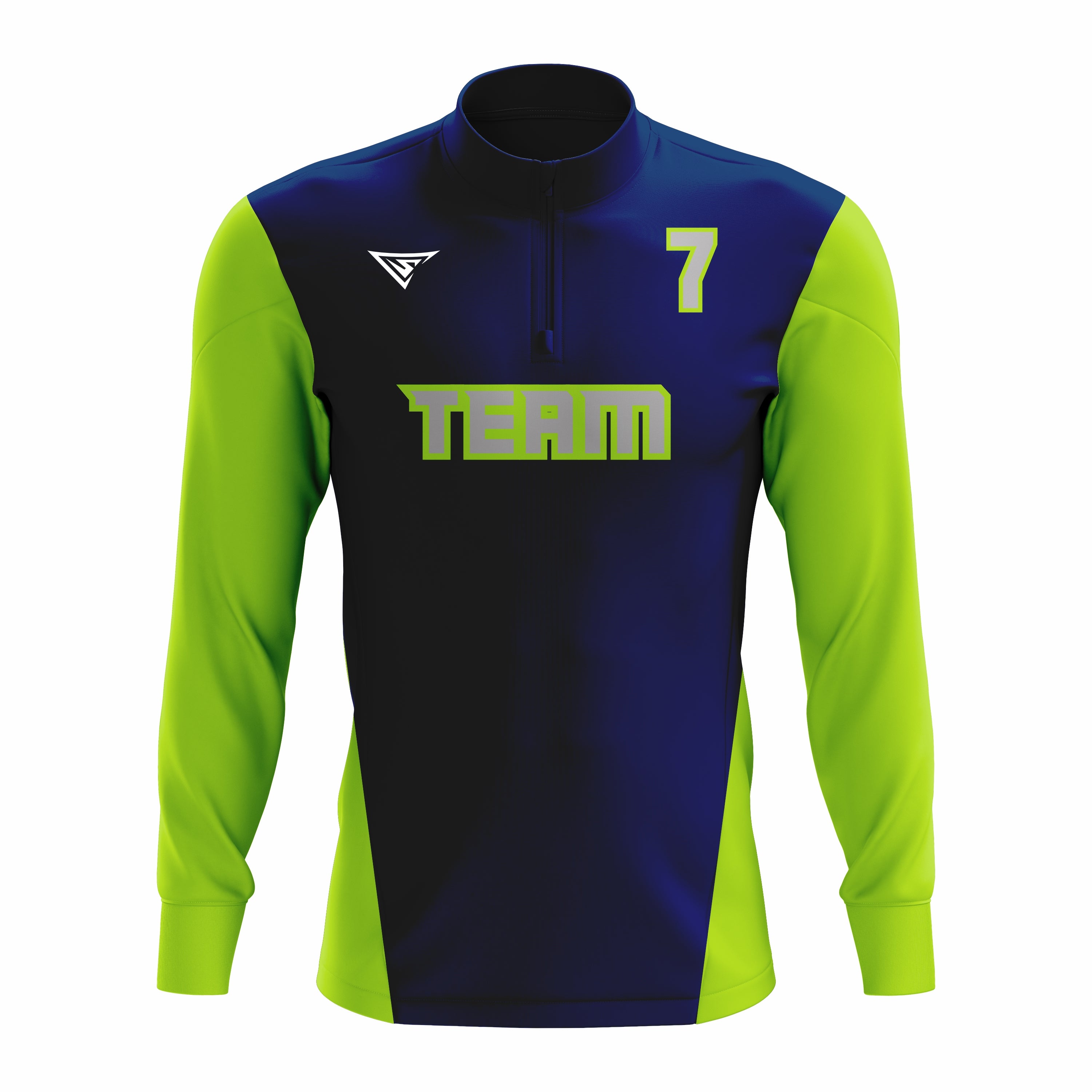 Custom Dark Blue & Green ¼ ZIP LONG SLEEVE WARM UP SOFTBALL JACKET