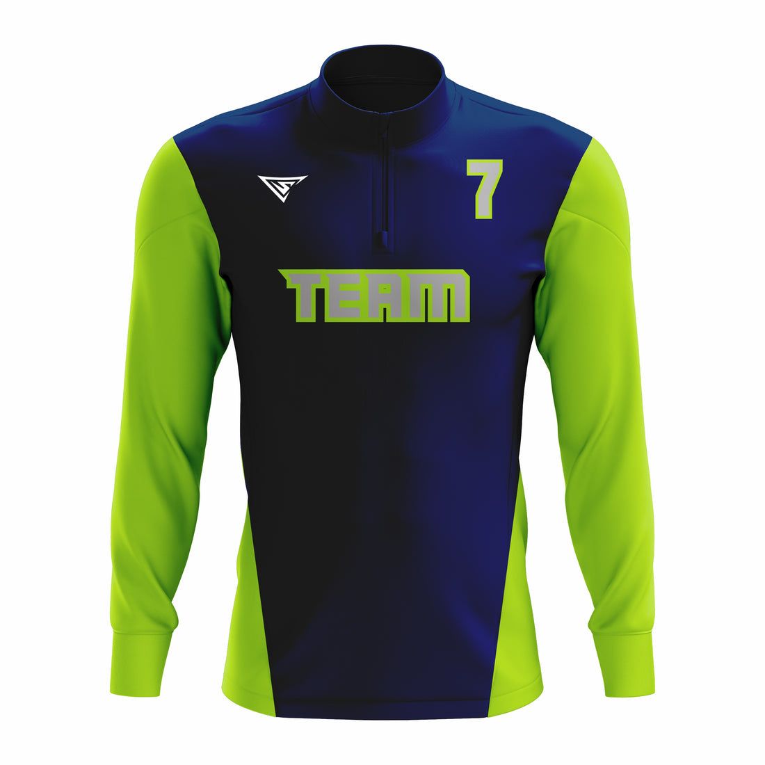 Custom Dark Blue & Green ¼ ZIP LONG SLEEVE WARM UP SOFTBALL JACKET