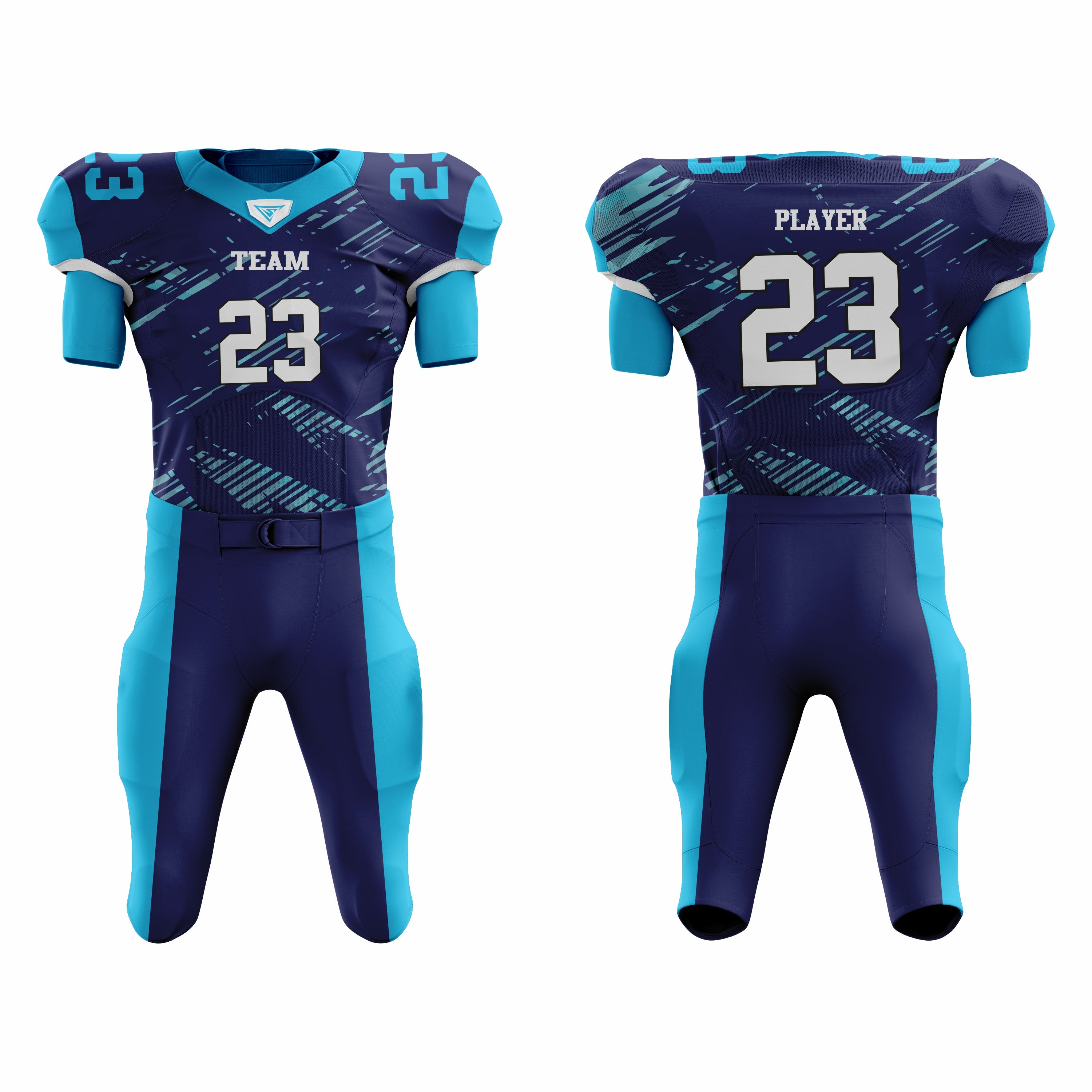 CUSTOM ROYAL CYAN AMERICAN FOOTBALL UNIFORM