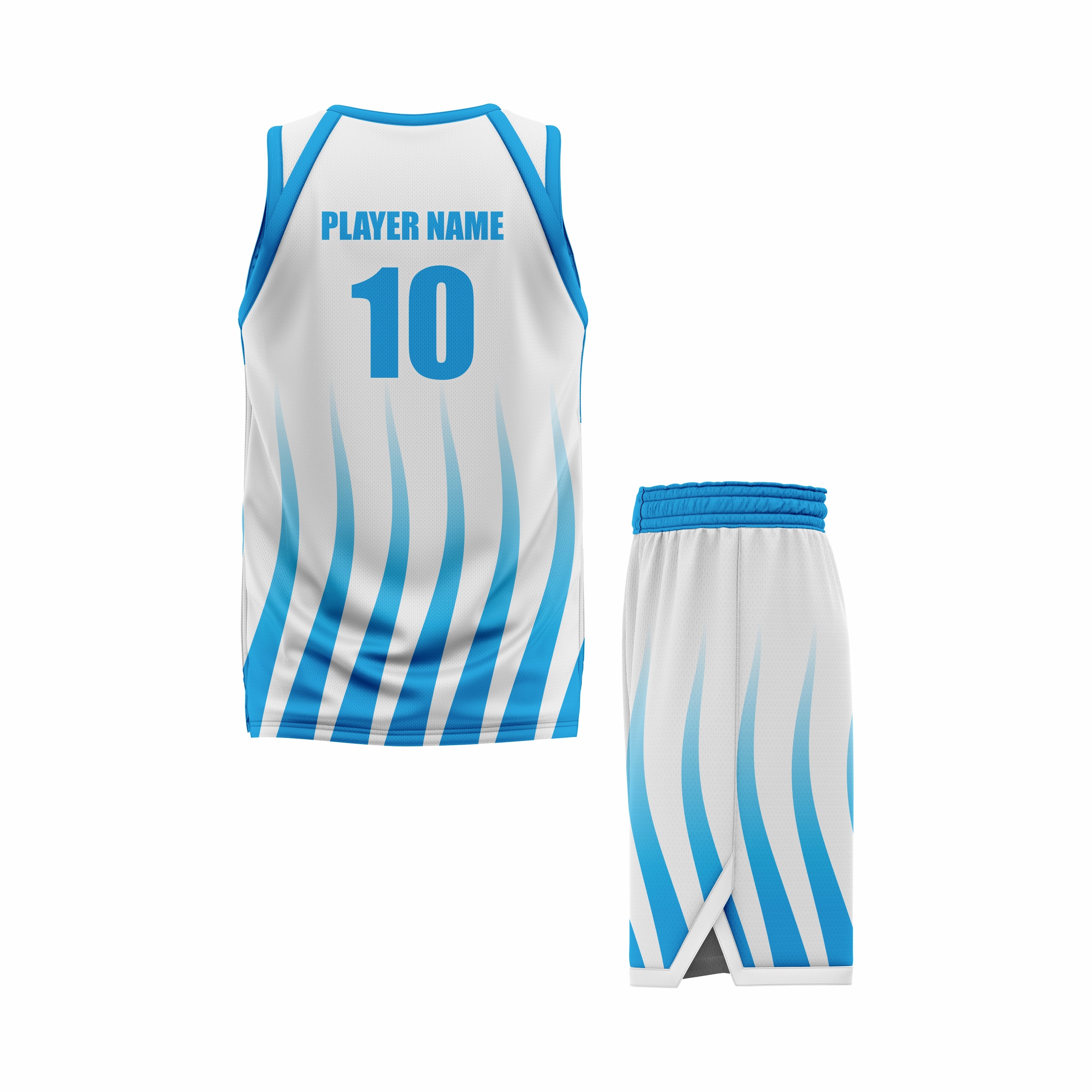 CUSTOM BLUE WHITE BASKETBALL UNIFORM