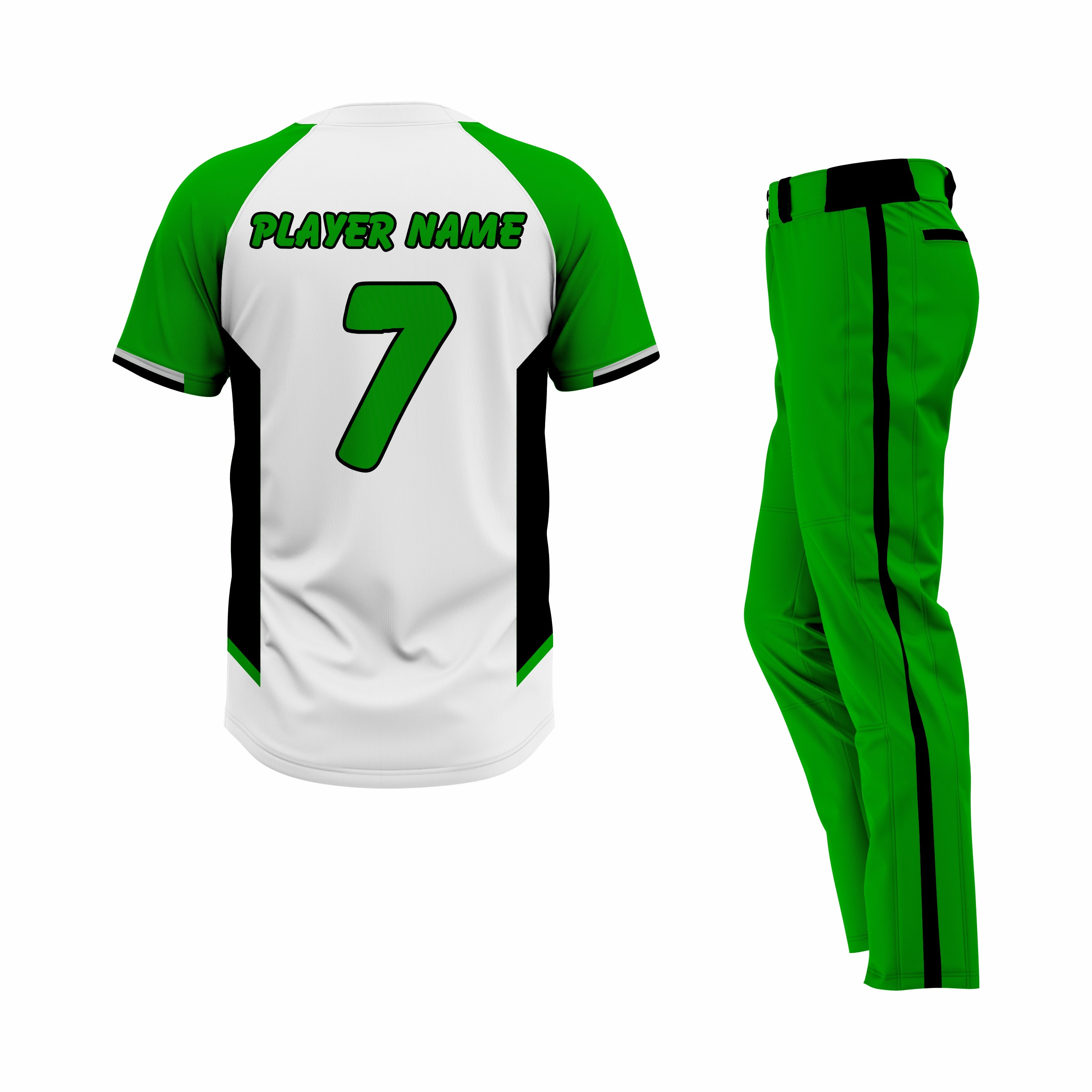 Custom White, Green & Black Authentic Softball Uniform