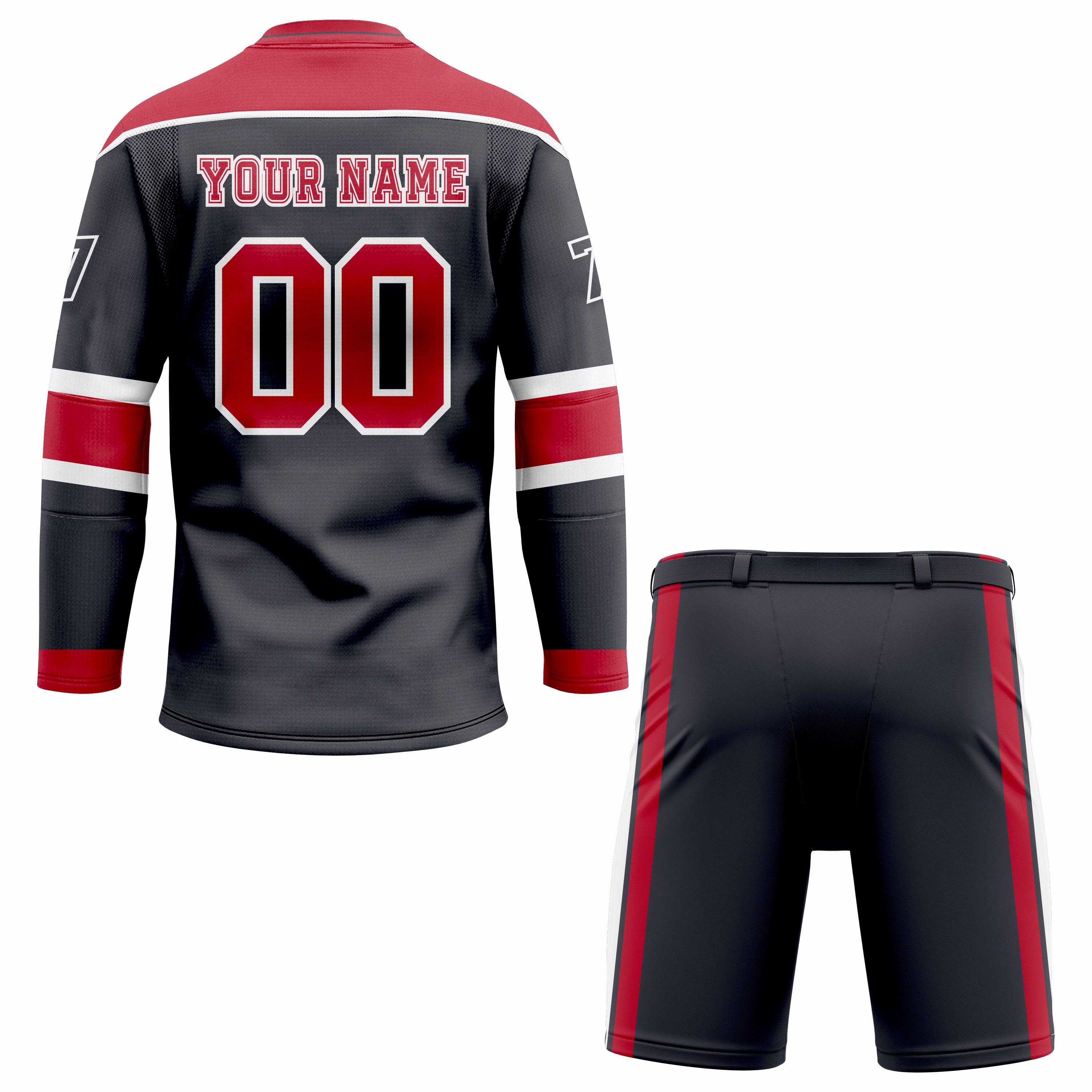 CUSTOM BLACK RED HOCKEY UNIFORM