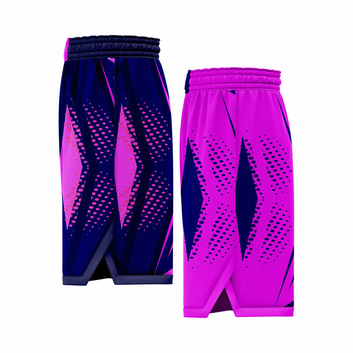 Custom Dark Blue & Pink Reversible Double Side Sublimation Basketball Short