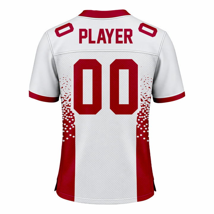 Custom White & Red American Football Fan Jersey