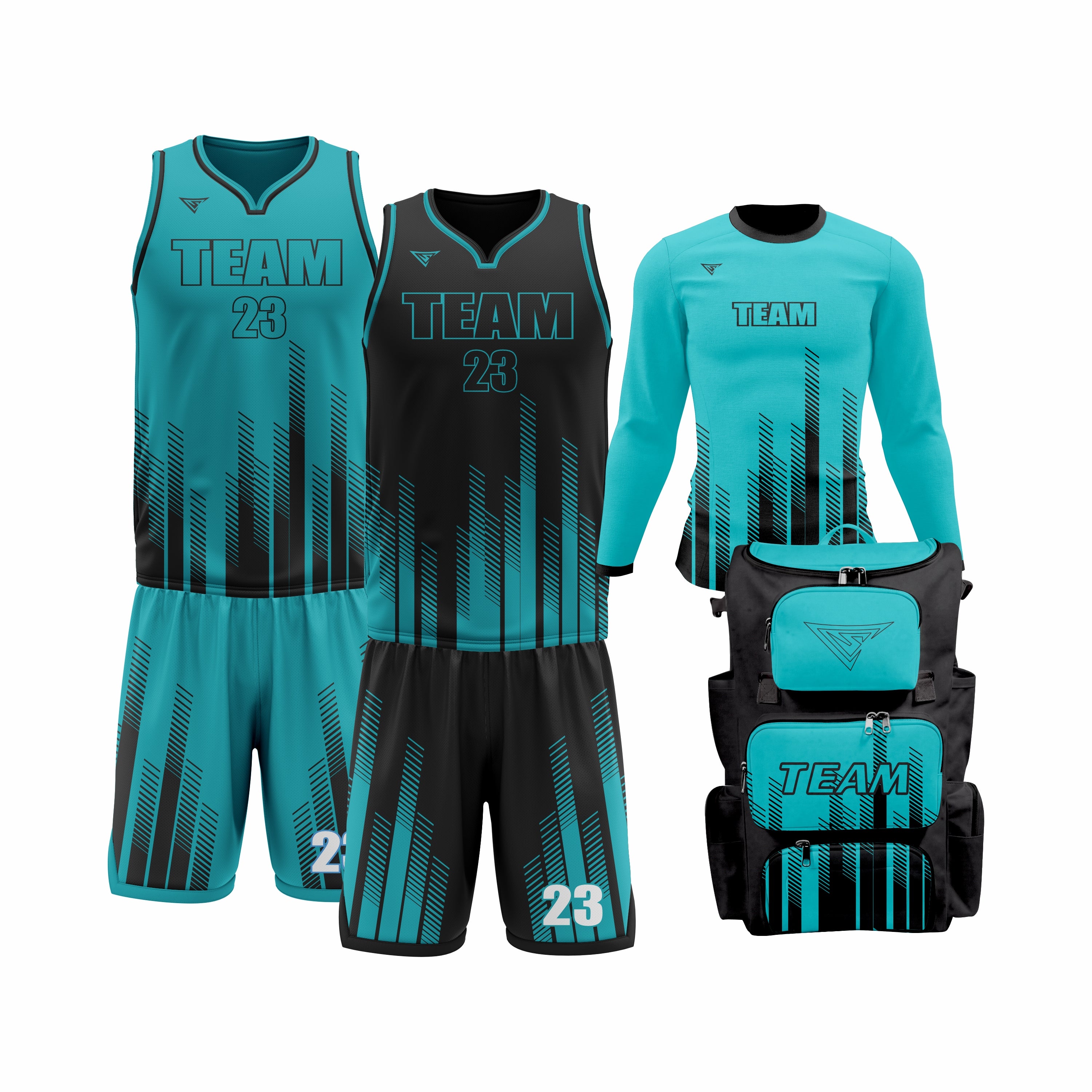 Custom Teal Black Basketball Team Uniform Package - All-Star