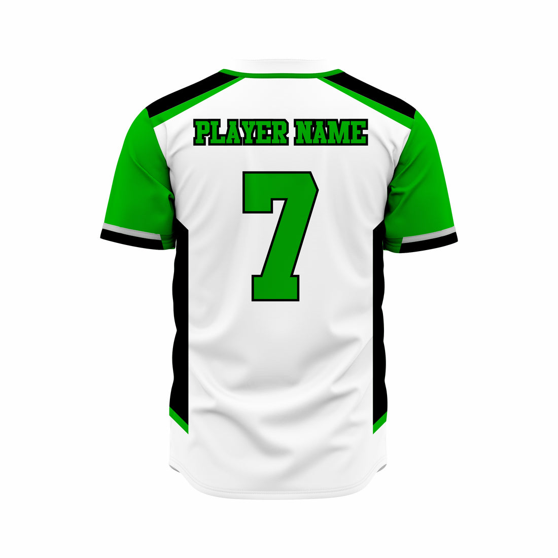 Custom White, Black & Green Authentic Softball full Buttons Jersey